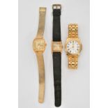 THREE WRISTWATCHES, the first a gents gold plated 'Citizen' WR50, together with two ladies '