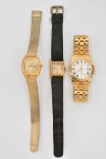 THREE WRISTWATCHES, the first a gents gold plated 'Citizen' WR50, together with two ladies '