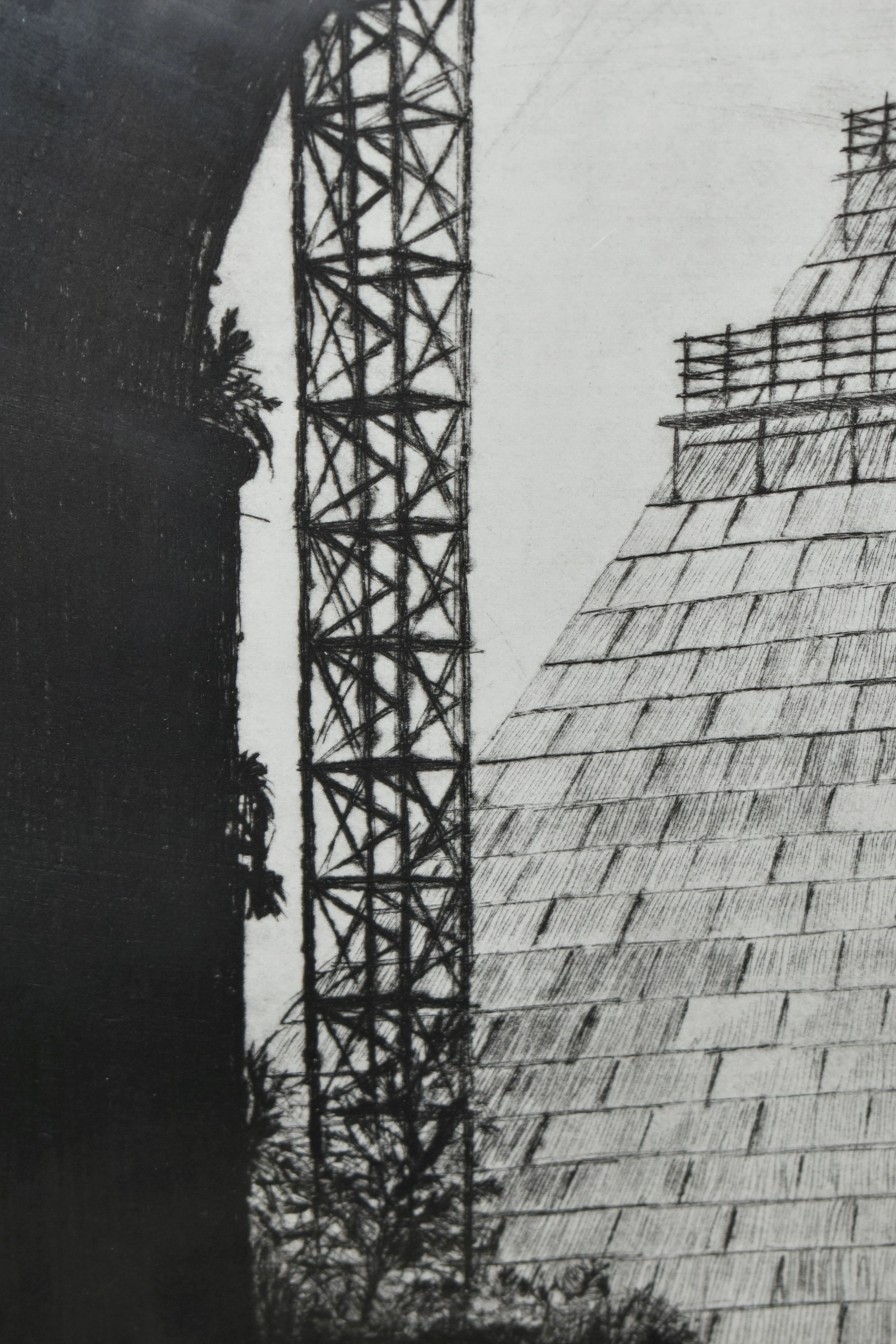 JOHN HOWARD (BRITISH 1958) 'PYRAMIDE DI BIRMINGHAM', a limited edition dry point etching depicting - Image 6 of 6
