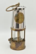 A MID 20TH CENTURY TYPE 6 MINERS LAMP IN BRASS AND CHROME, by The Protector Lamp & Lighting Co Ltd