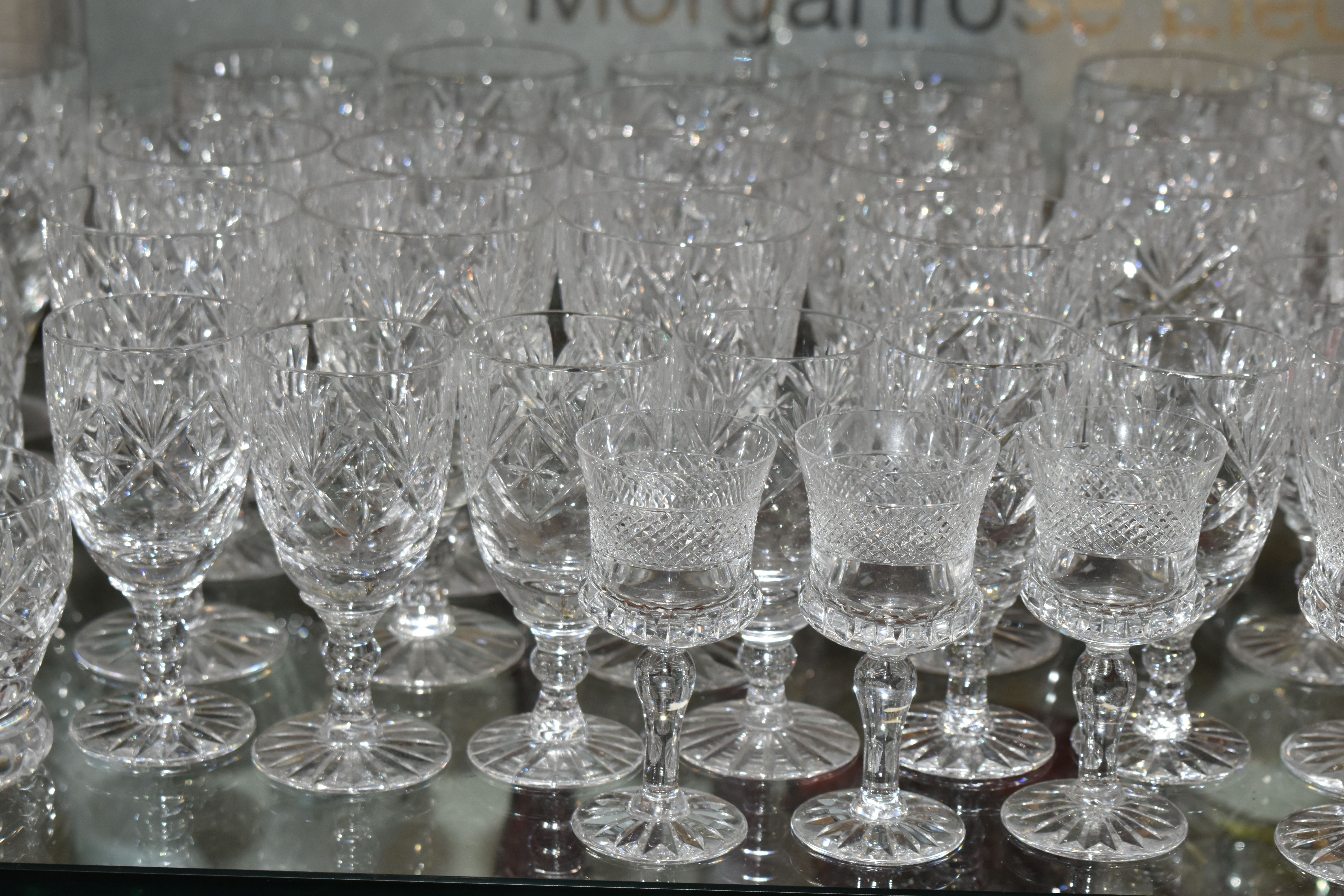 A QUANTITY OF CUT GLASS DRINKING GLASSES, mainly sets or part sets of glasses, tumblers, sherry - Image 2 of 13