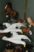 A GROUP OF BESWICK ANIMAL AND BIRD FIGURES, comprising two Seagull wall plaques, style one with