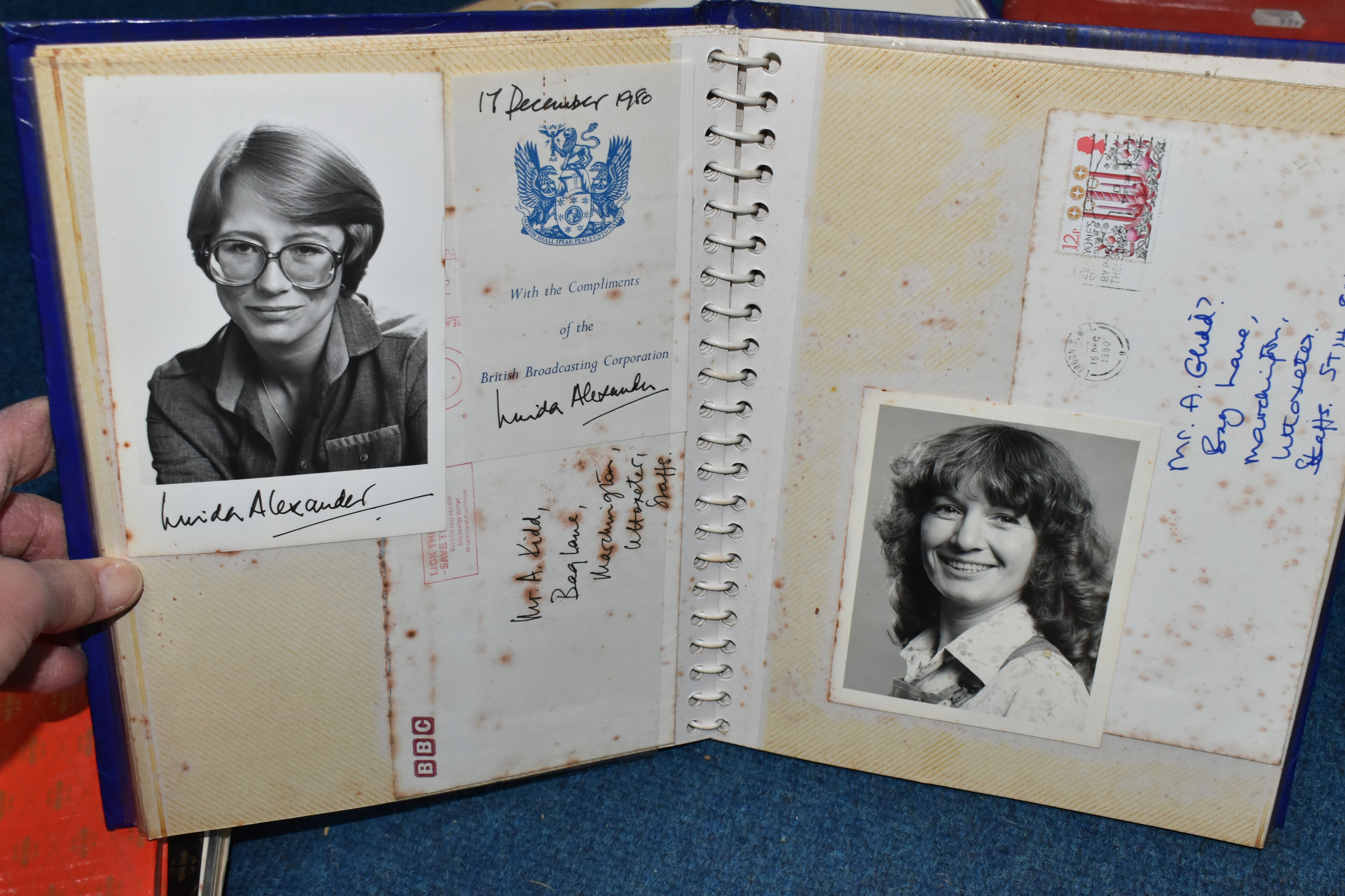 A BOX OF AUTOGRAPHS, in six adhesive albums, mainly signed studio cards and photographs, early - Image 11 of 17