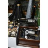 TWO EDISON PHONOGRAPHS AND A BOX OF ASSOCIATED RECORDS, comprising an Edison Standard Phonograph,