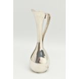 A LATE 20TH CENTURY DANISH SILVER PLATED BUD VASE IN THE FORM OF A JUG, sinuous strap handle,