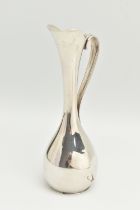 A LATE 20TH CENTURY DANISH SILVER PLATED BUD VASE IN THE FORM OF A JUG, sinuous strap handle,