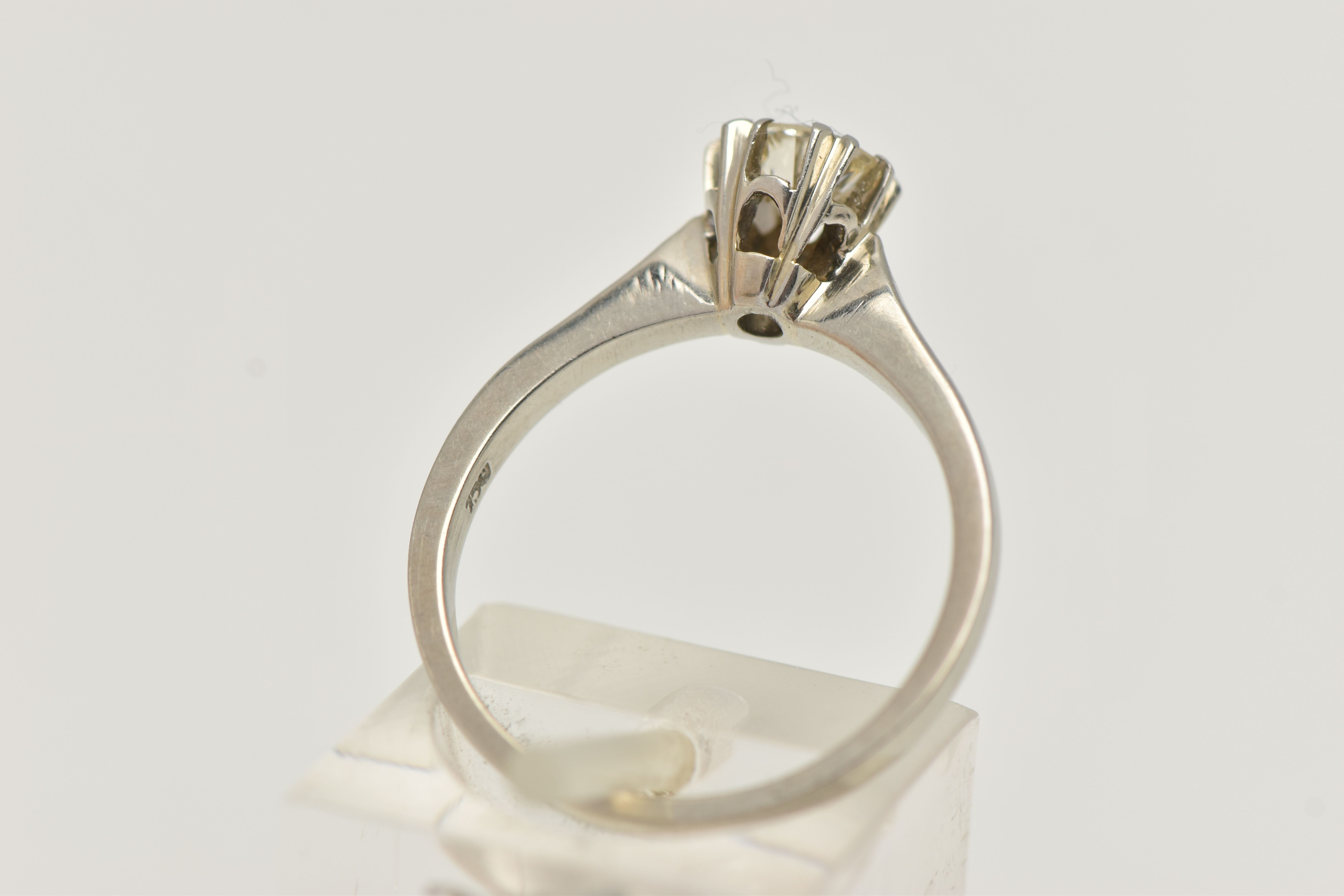 A DIAMOND SINGLE STONE RING, set with a transition cut diamond, measuring approximately 5.30 x 5. - Image 3 of 4