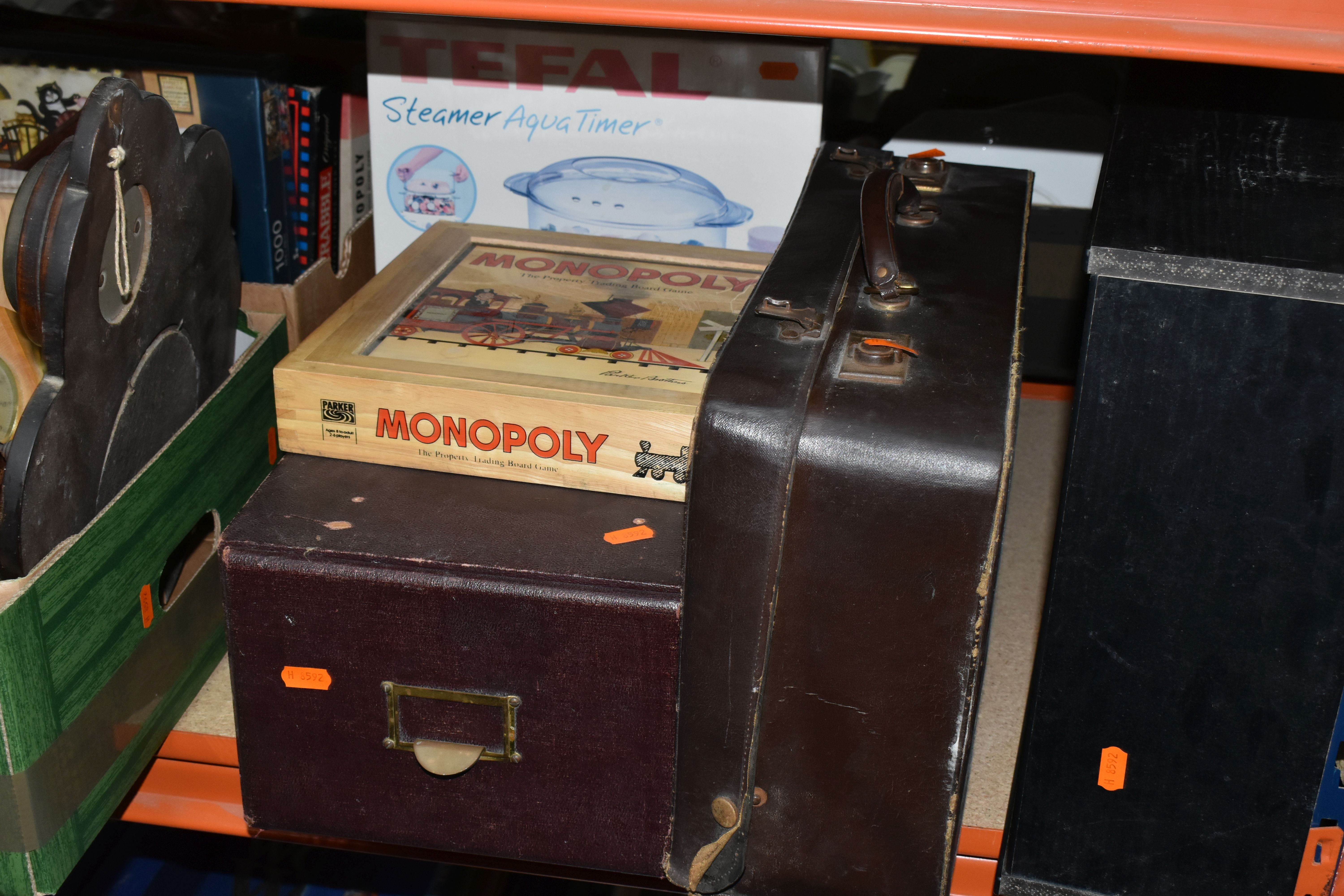 FOUR BOXES AND LOOSE MISCELLANEOUS SUNDRIES, to include two Monopoly board games, treen, CD - Image 6 of 9