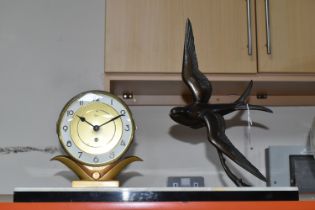 A FRENCH ART DECO MANTEL CLOCK, by Sivoz - Paris, supported by a marble plinth with a bronzed