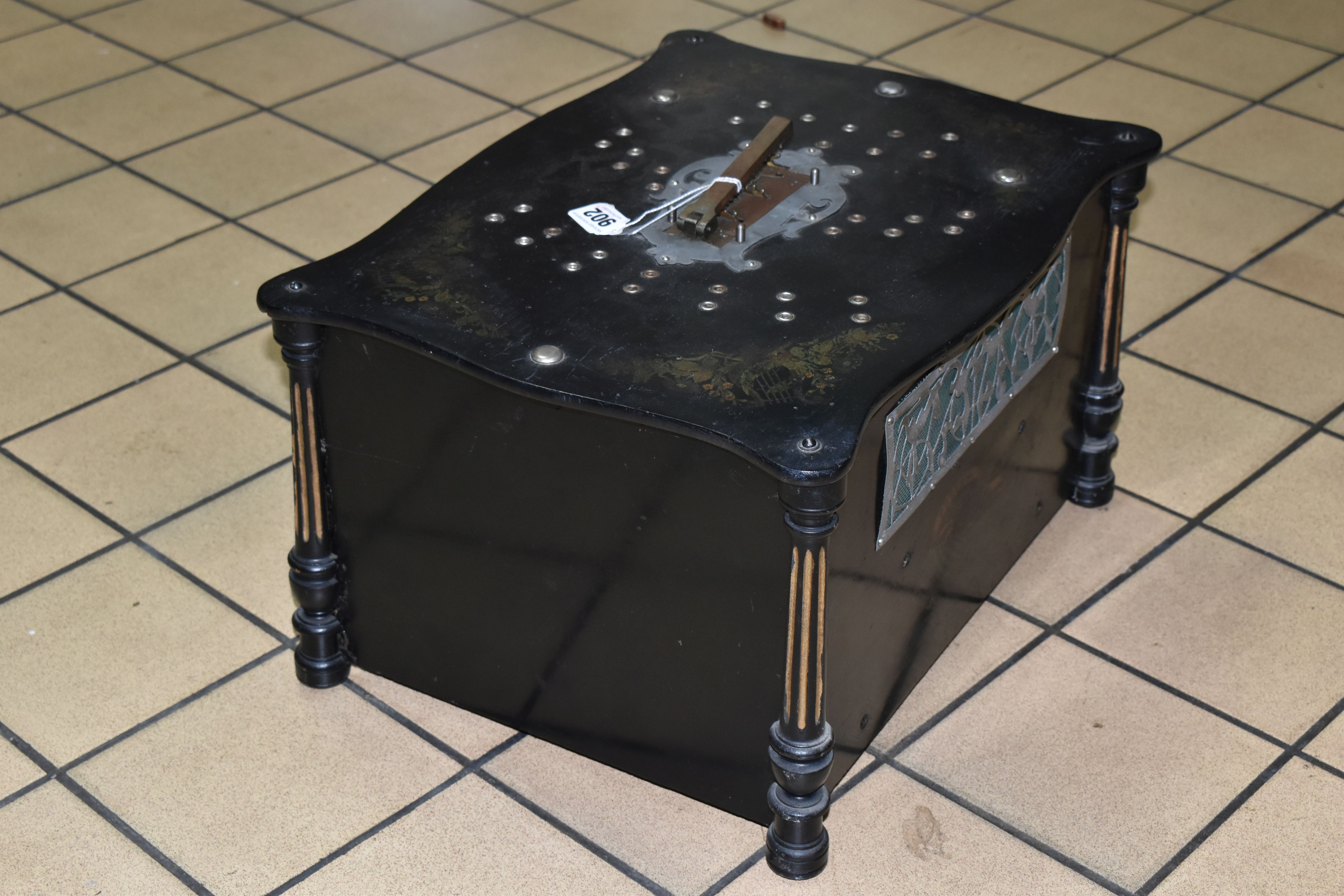 A LATE 19TH / EARLY 20TH CENTURY EBONISED AND GILT PHOENIX TABLE TOP POLYPHON / ORGANETTE OF - Image 8 of 9