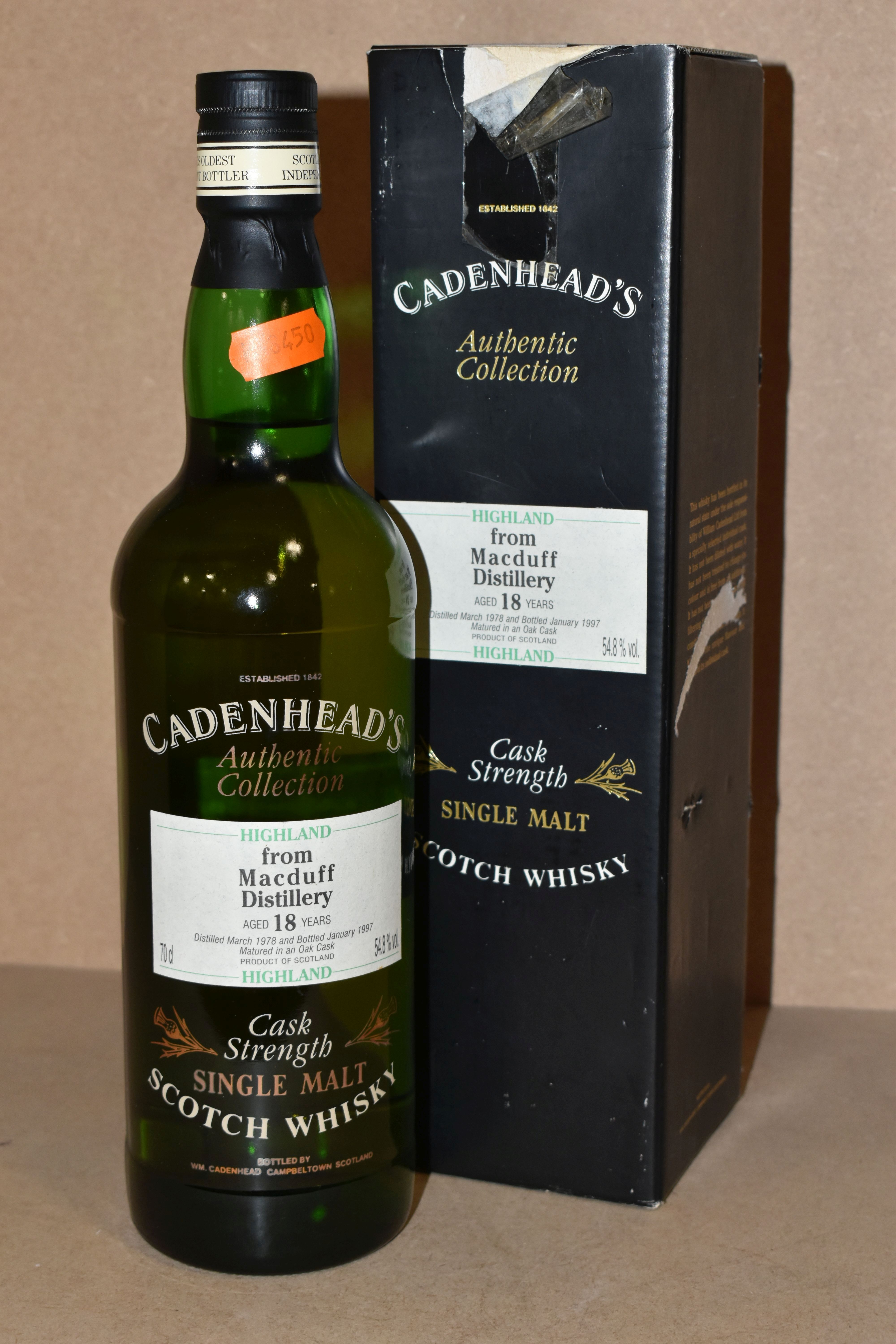 SINGLE MALT, One Bottle from Cadenhead's Authentic Collection from The MACDUFF DISTILLERY, aged 18