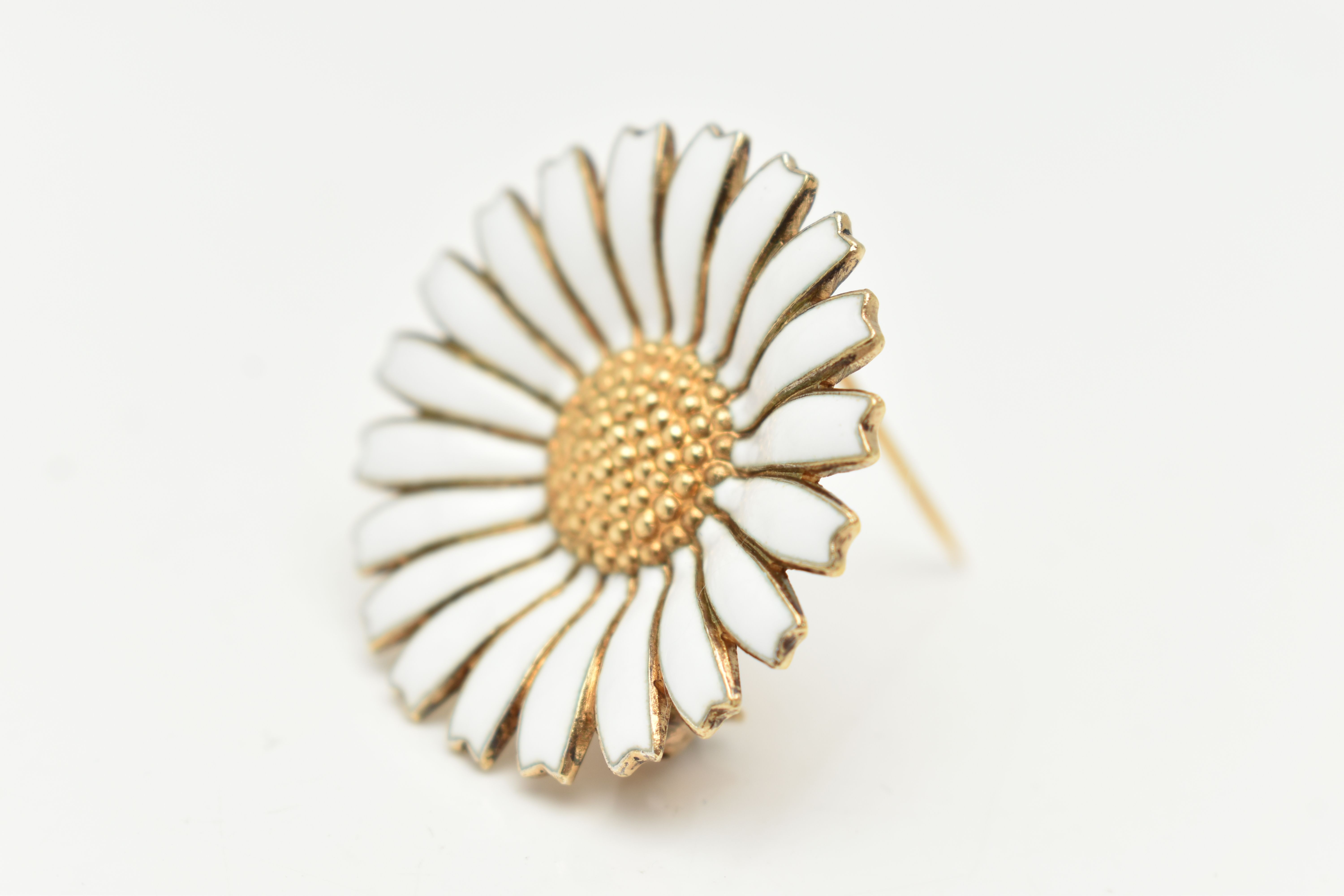 A GEORG JENSEN ENAMEL DAISY BROOCH, gilt daisy with white enamel petals, signed to the reverse ' - Image 2 of 3