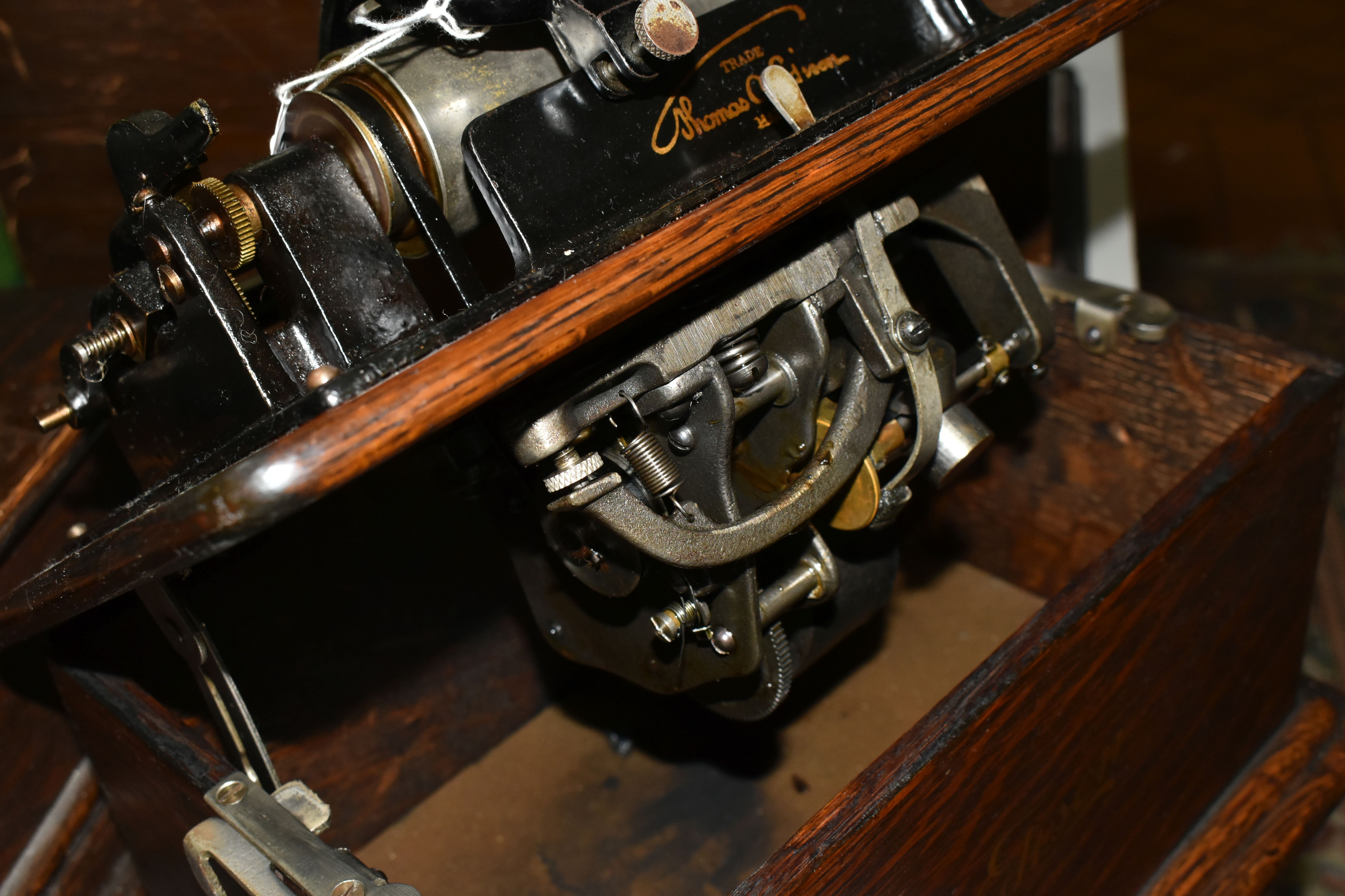 TWO EDISON PHONOGRAPHS AND A BOX OF ASSOCIATED RECORDS, comprising an Edison Standard Phonograph, - Image 9 of 23