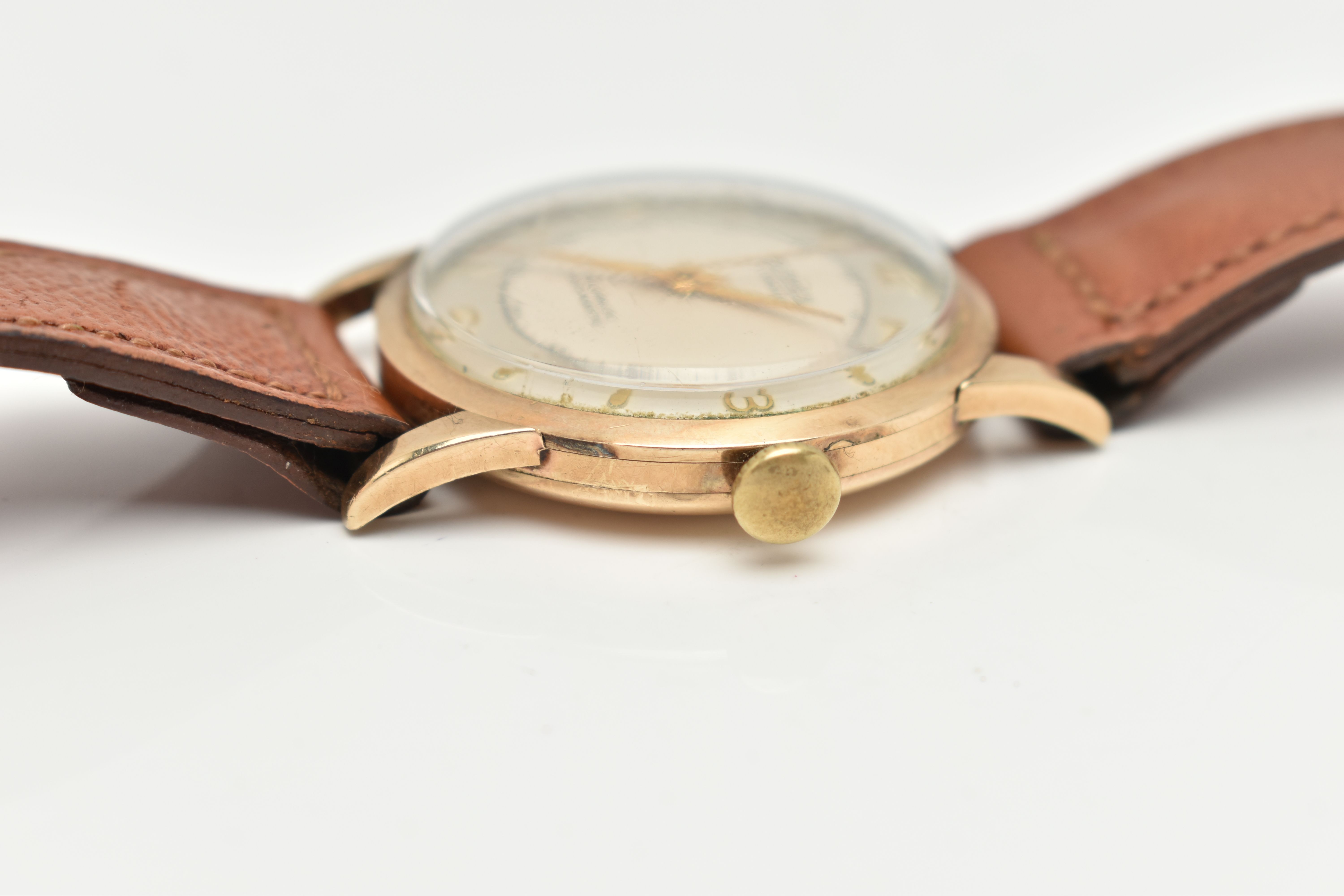 A YELLOW METAL 'BERNEX' WRISTWATCH, hand wound movement, round dial signed 'Bernex', baton - Image 6 of 6