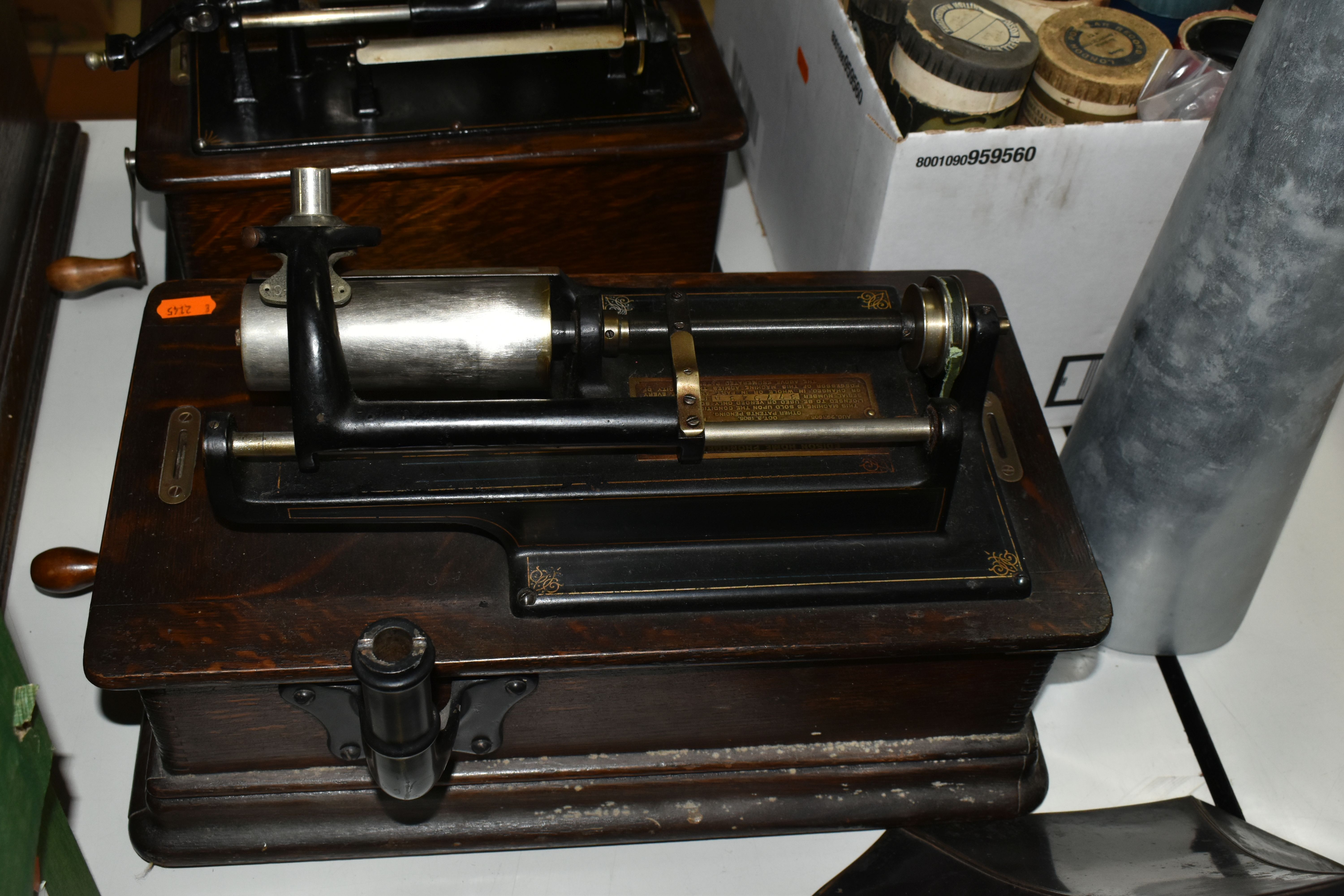 TWO EDISON PHONOGRAPHS AND A BOX OF ASSOCIATED RECORDS, comprising an Edison Standard Phonograph, - Image 23 of 23