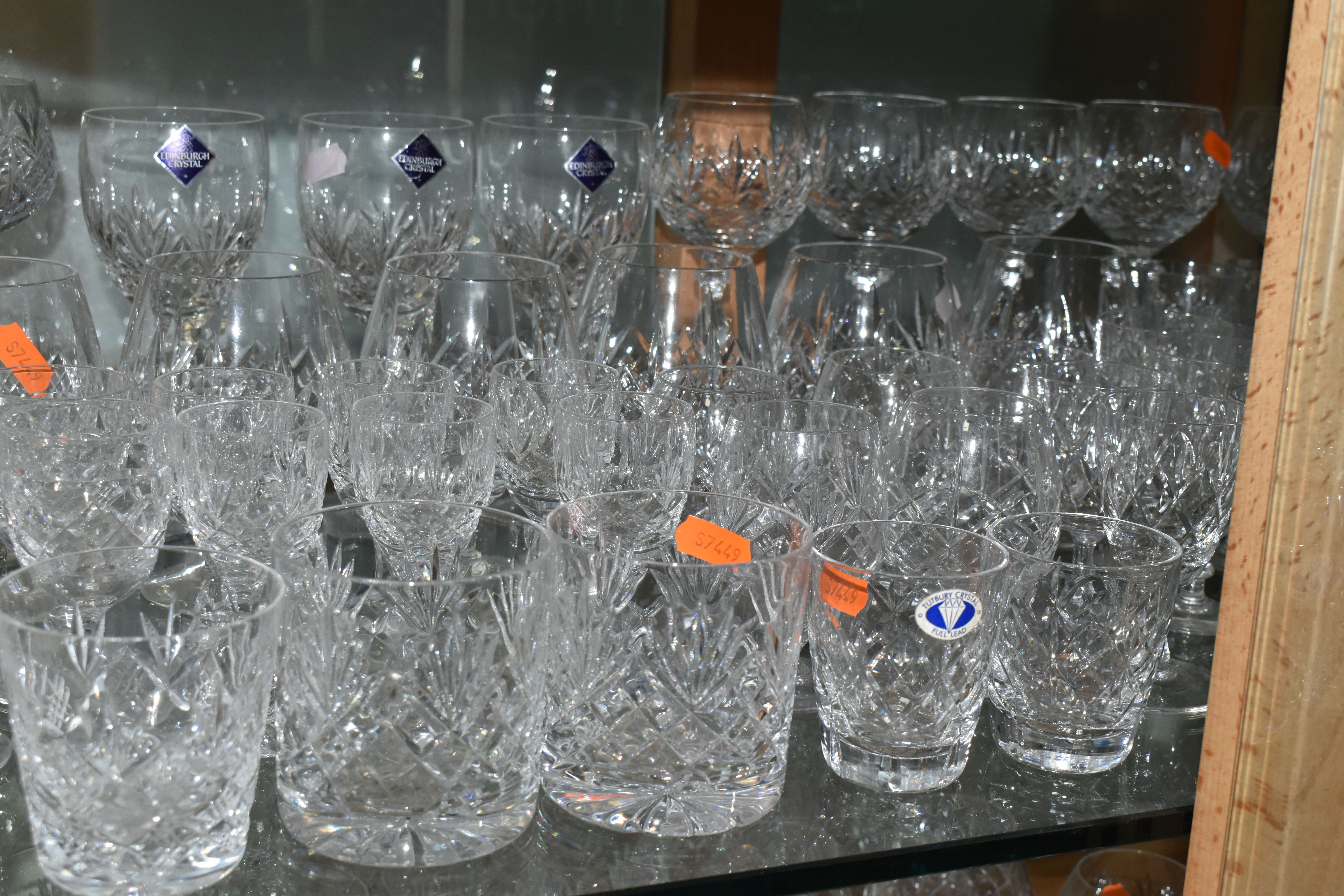 A LARGE QUANTITY OF ASSORTED CUT CRYSTAL DRINKING GLASSES, comprising Tutbury Crystal whisky - Image 4 of 10