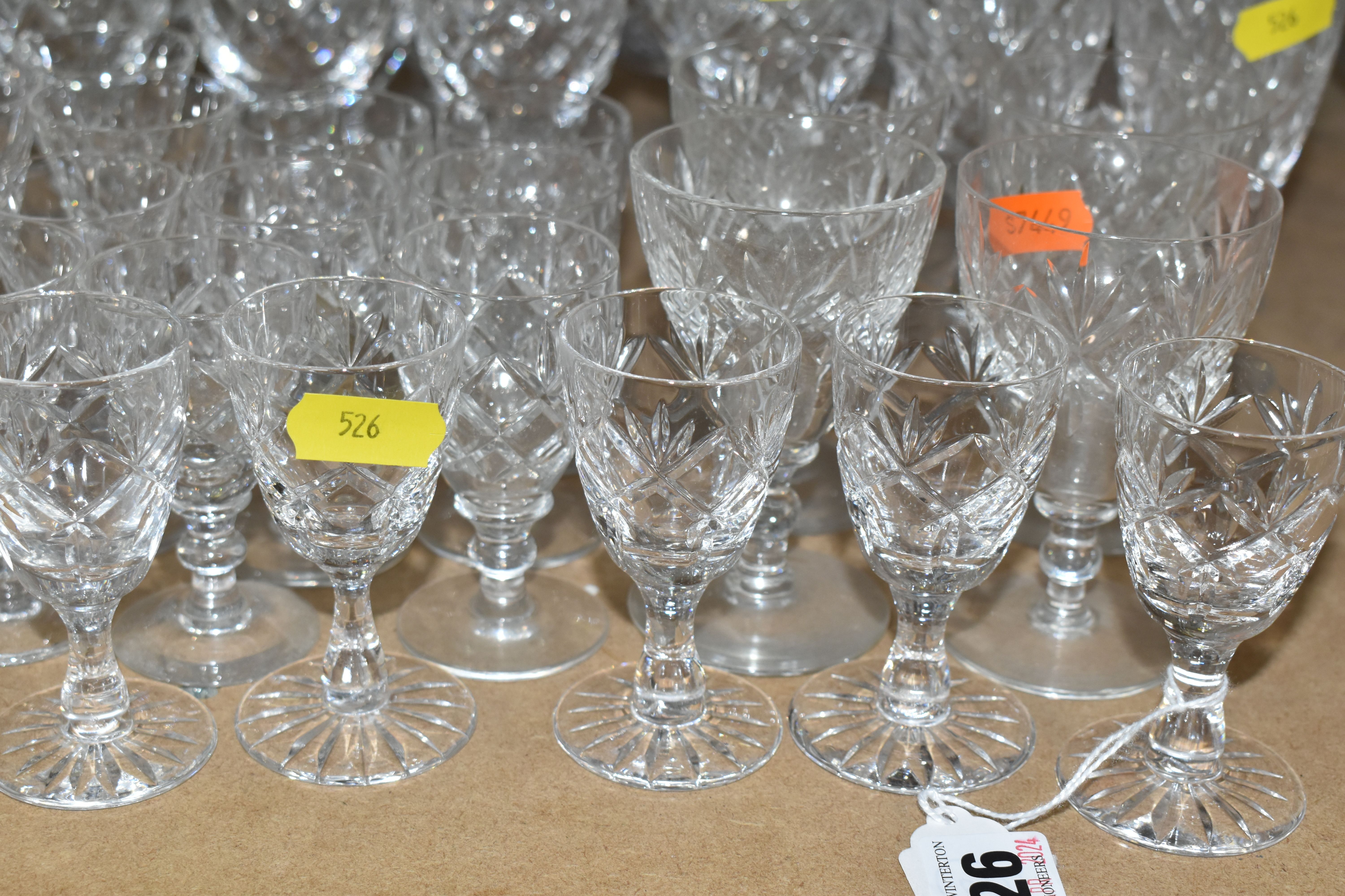 A QUANTIY OF CUT GLASS DRINKING GLASSES, to include eight Webb Corbett sherry?, brandy and port? - Image 2 of 7