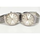 TWO 'GRAND PRIX ORIENT SWIMMER' WRISTWATCHES, hand wound movement, baton markers, stainless steel