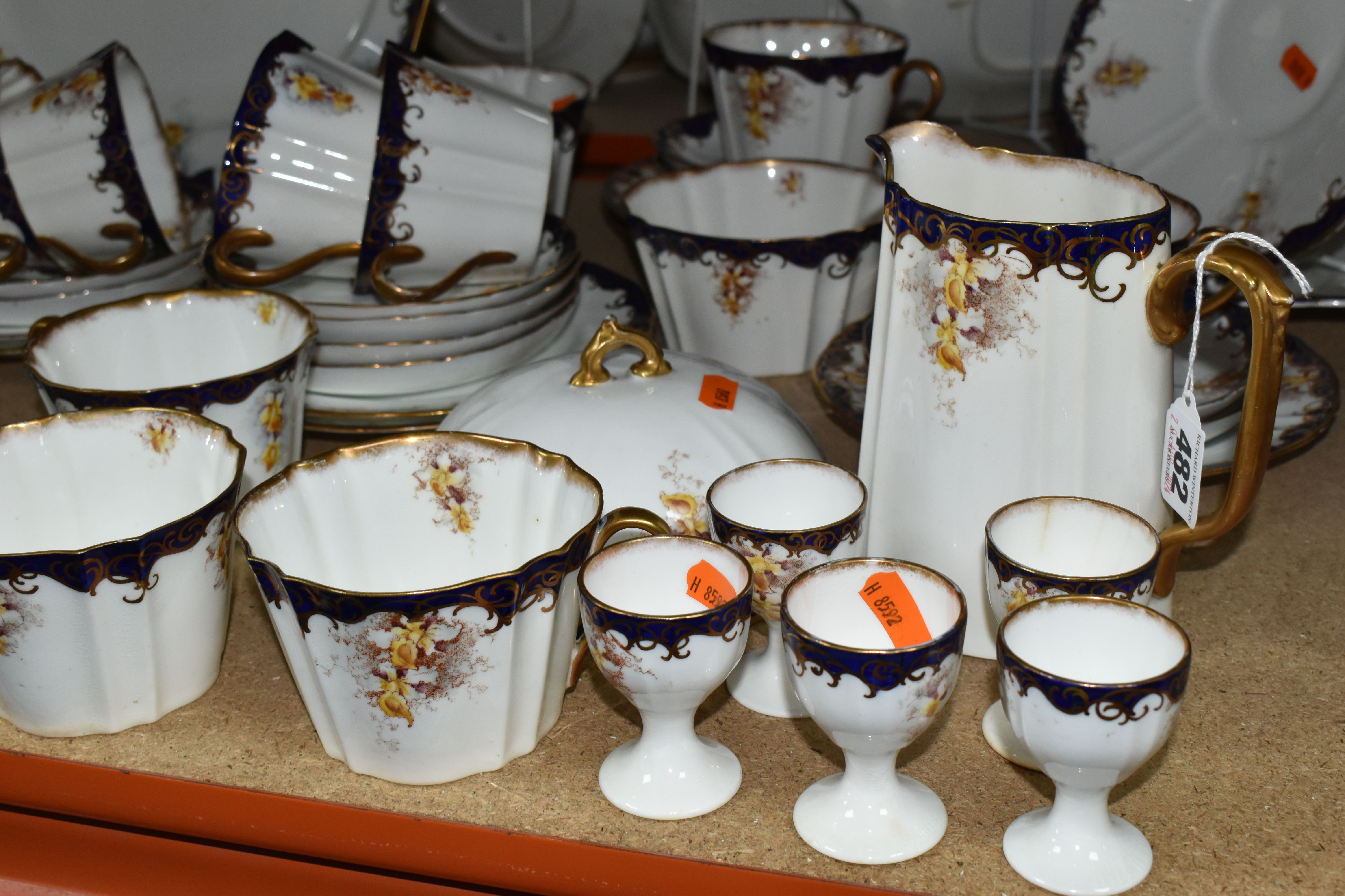 A GROUP OF LATE 19TH CENTURY TEA WARE, to include an Adderley tea set pattern 9854, decorated with - Image 4 of 10