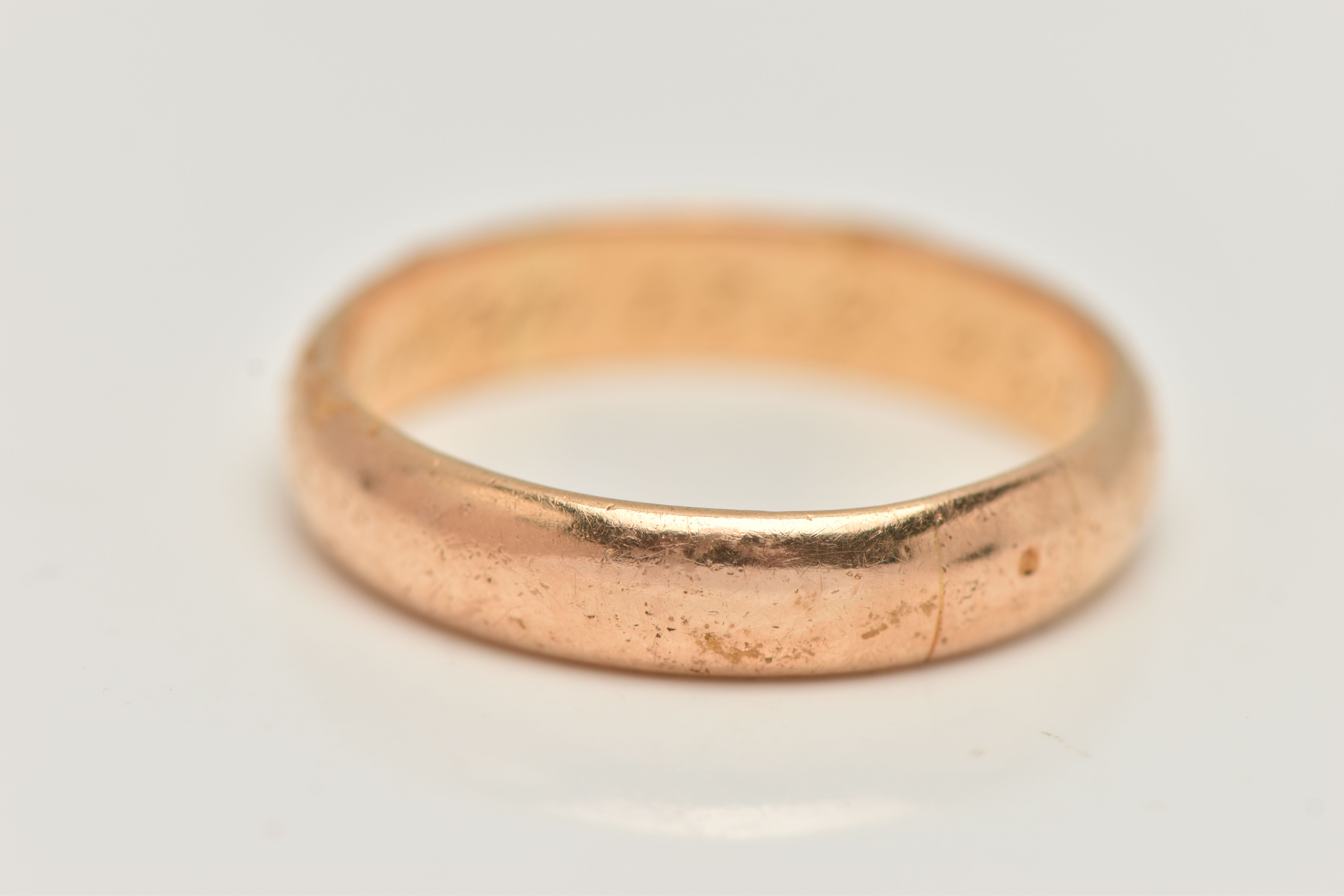 A BAND RING, of plain D-shape design, with personal engraving to the inner band, stamp rubbed, - Image 2 of 3