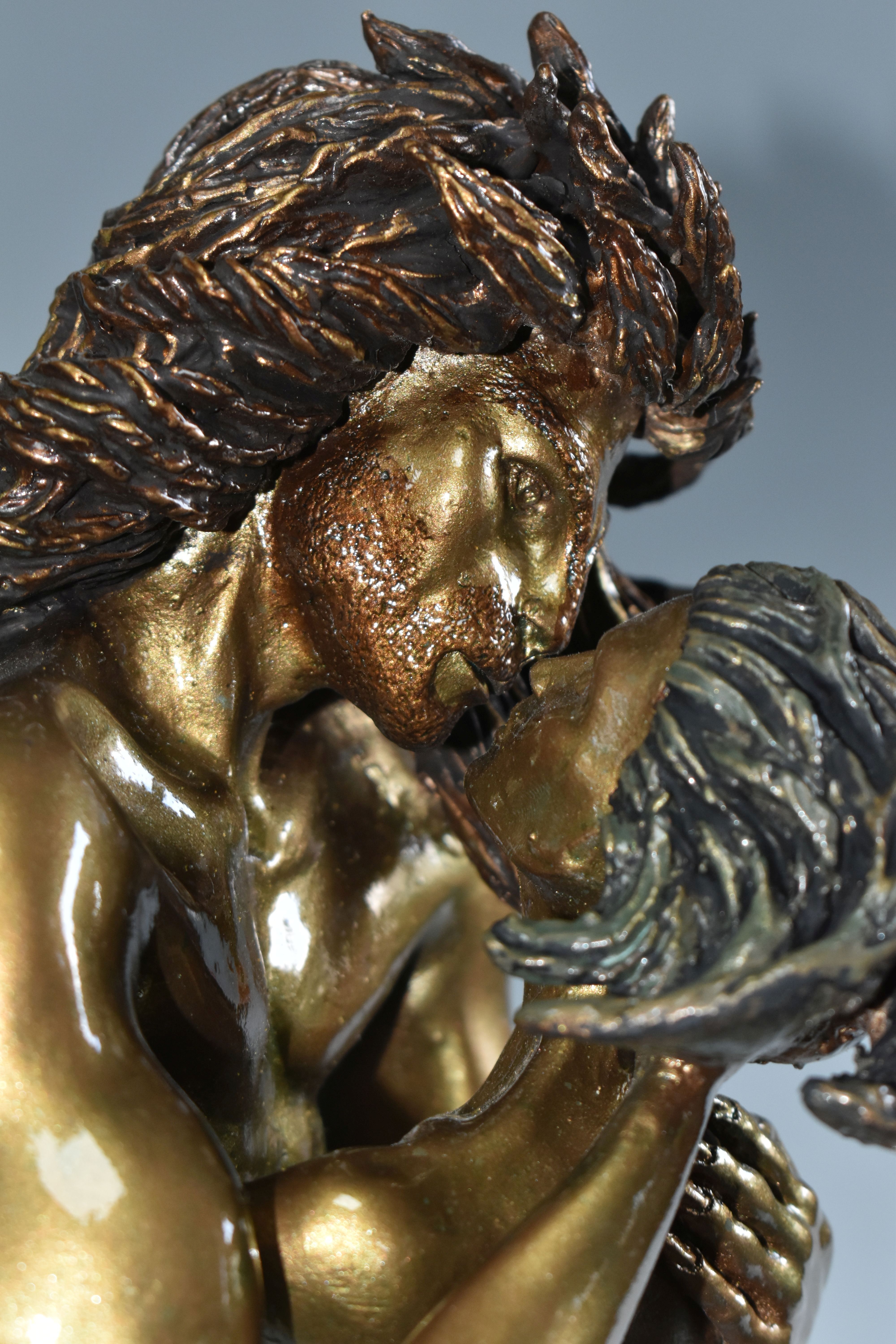 A LIMITED EDITION BONDED BRONZE OR BRONZED RESIN SCULPTURE, depicting two figures in an embrace, - Image 5 of 6