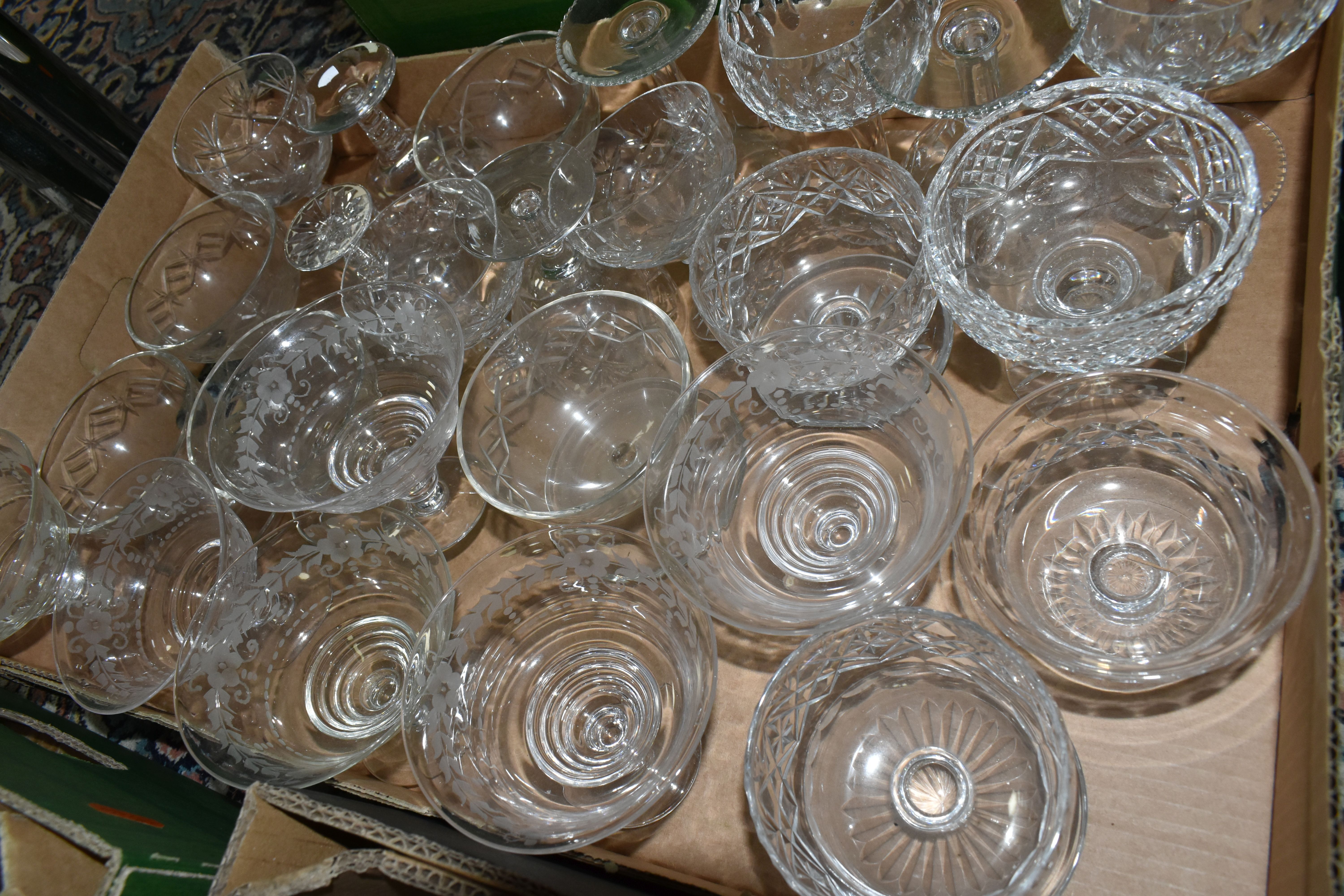 FIVE BOXES OF CUT GLASS AND GLASSWARE, to include Webb Corbett fruit bowls, dessert dishes, two - Image 6 of 6