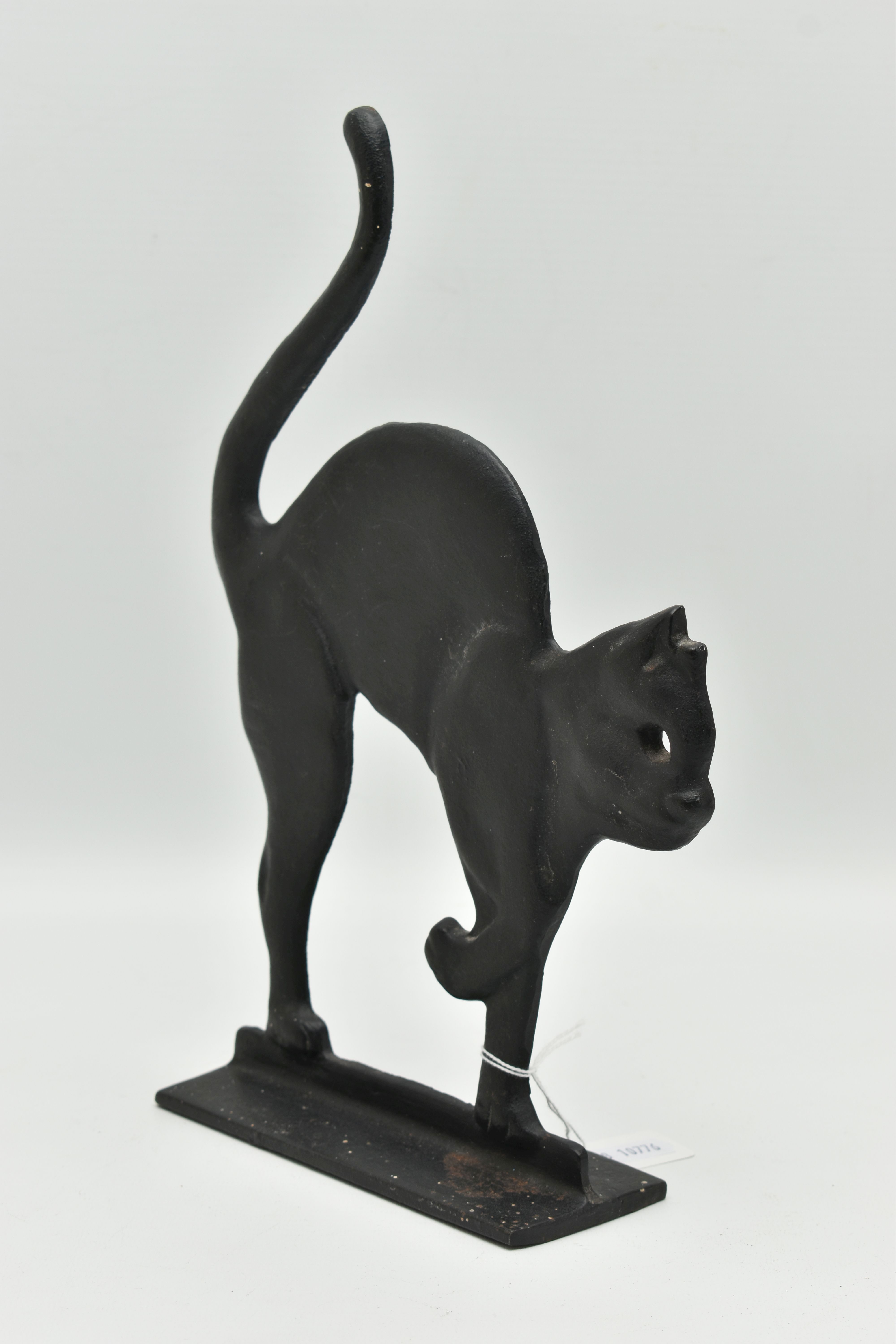 A MODERN CAST METAL DOORSTOP IN THE FORM OF A BLACK CAT, on a rectangular base, height 30cm ( - Image 2 of 3