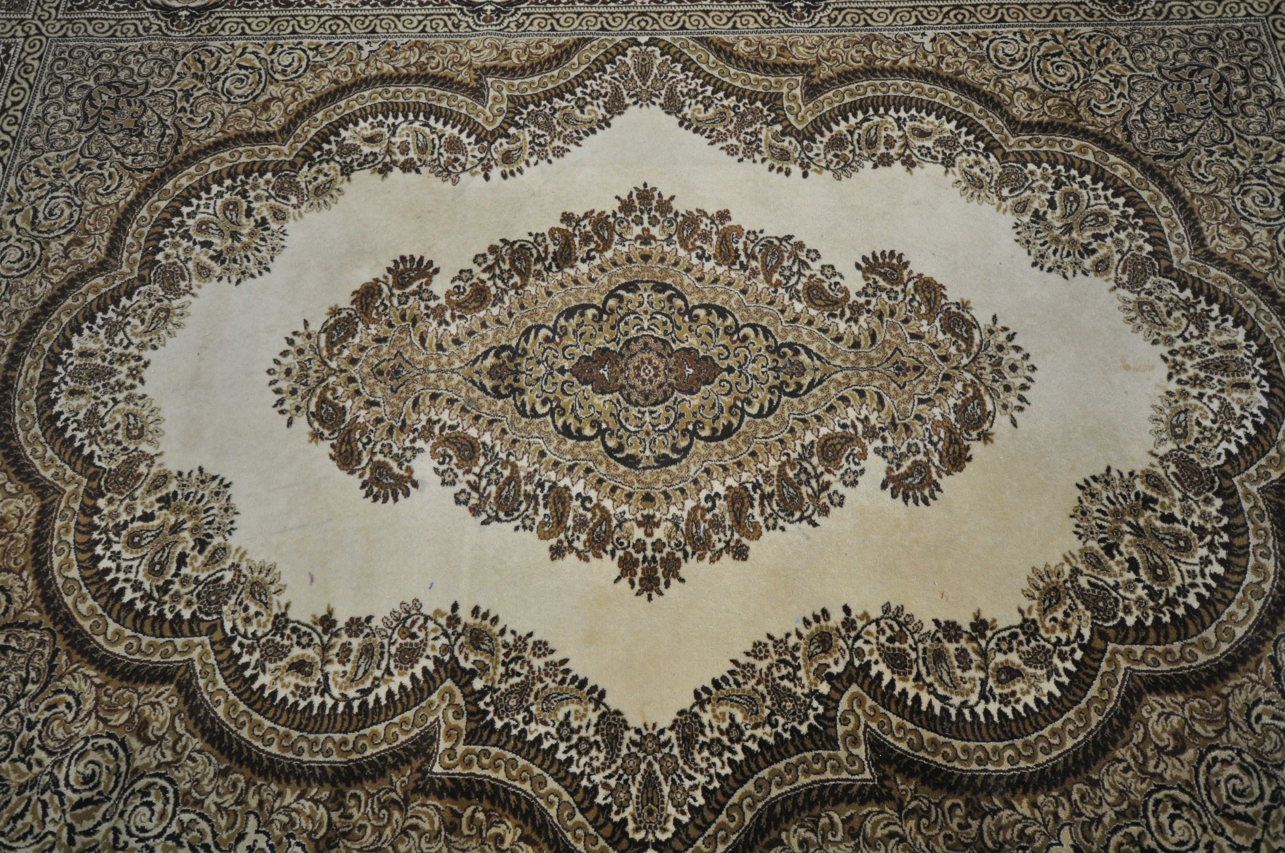 A PRADO KASHAN SUPER RUG, with a beige field, central medallion, repeating foliate patterns and a - Image 2 of 8