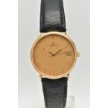 A 9CT GOLD 'ZENITH' WRISTWATCH, quartz movement, round dial signed 'Zenith', baton markers, date