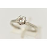 A DIAMOND SINGLE STONE RING, set with a transition cut diamond, measuring approximately 5.30 x 5.