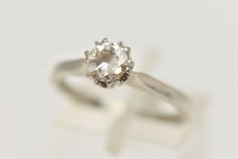 A DIAMOND SINGLE STONE RING, set with a transition cut diamond, measuring approximately 5.30 x 5.