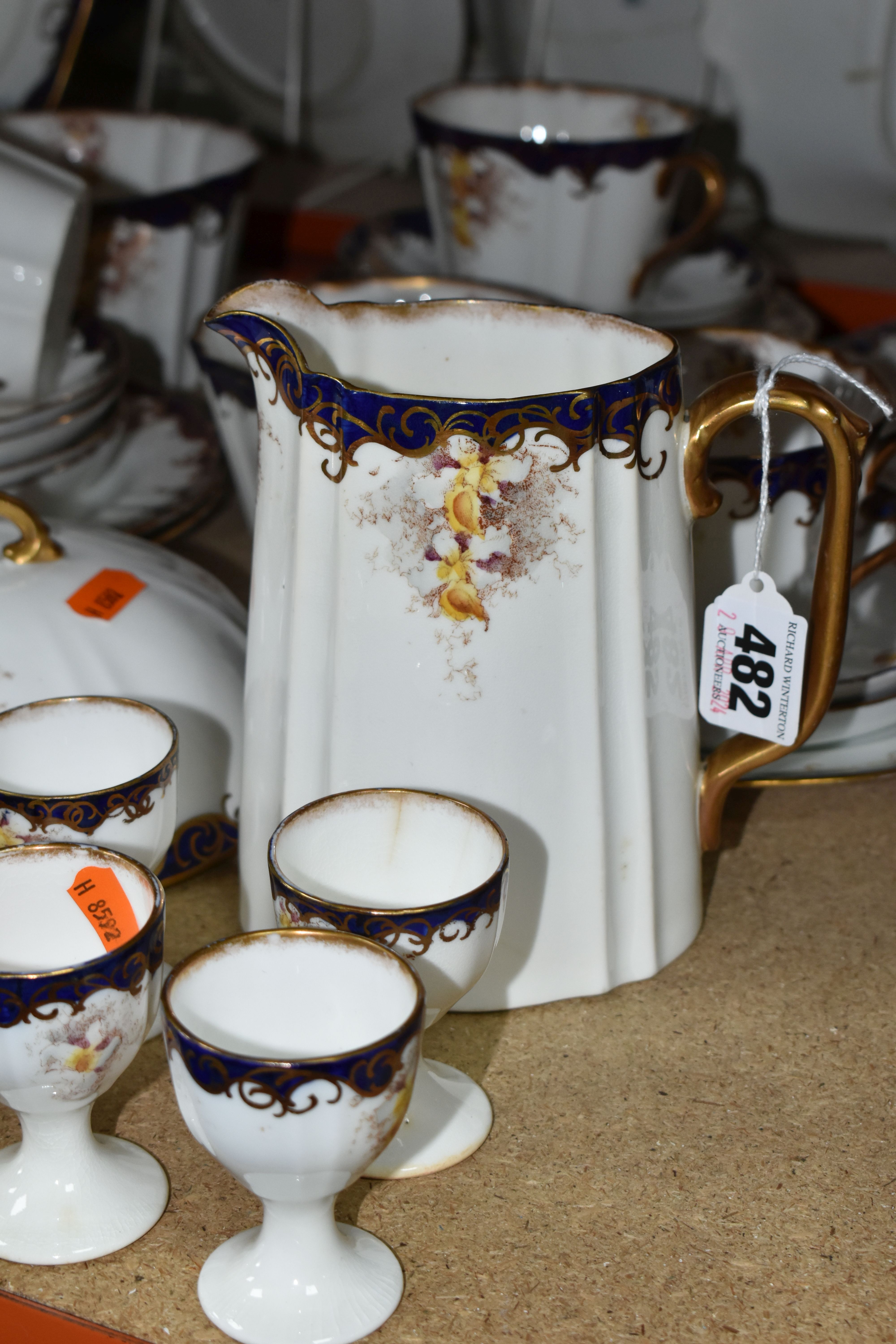 A GROUP OF LATE 19TH CENTURY TEA WARE, to include an Adderley tea set pattern 9854, decorated with - Image 9 of 10