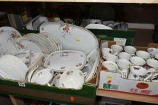 FOUR BOXES OF DINNER WARES ETC, to include Krautheim 'Franconia' pattern part dinner service,