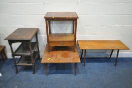 A SELECTION OF 20TH CENTURY OCCASIONAL FURNITURE, to include a three tier tea trolley, width 61cm