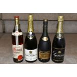 FOUR BOTTLES OF ALCOHOL comprising one bottle of LANSON BLACK LABEL Champagne, one bottle of CHARLES