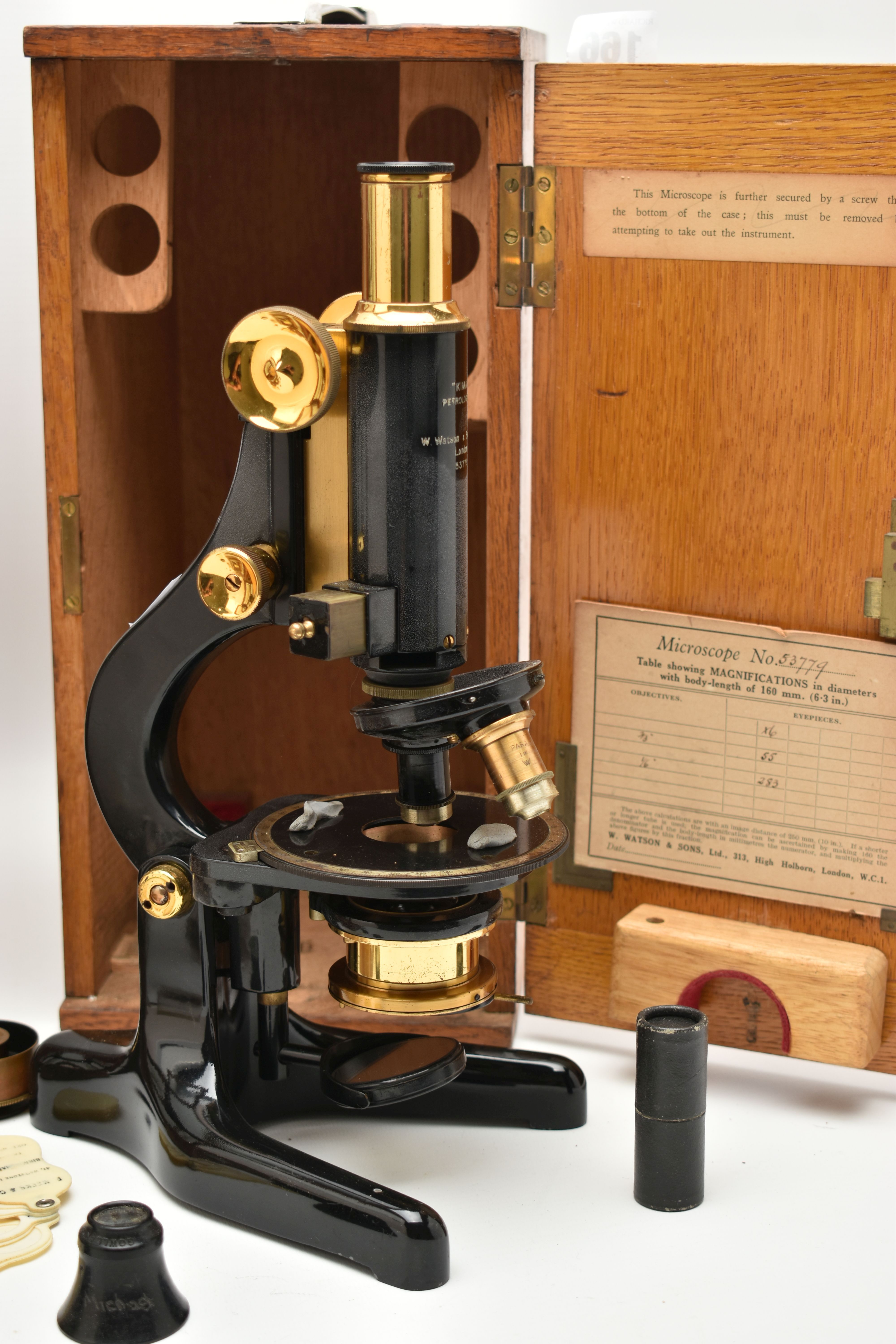 AN EARLY 20TH CENTURY BRASS 'KIMA,' PETROLOGICAL MICROSCOPE, A SET OF BRASS SCALES AND - Image 6 of 7