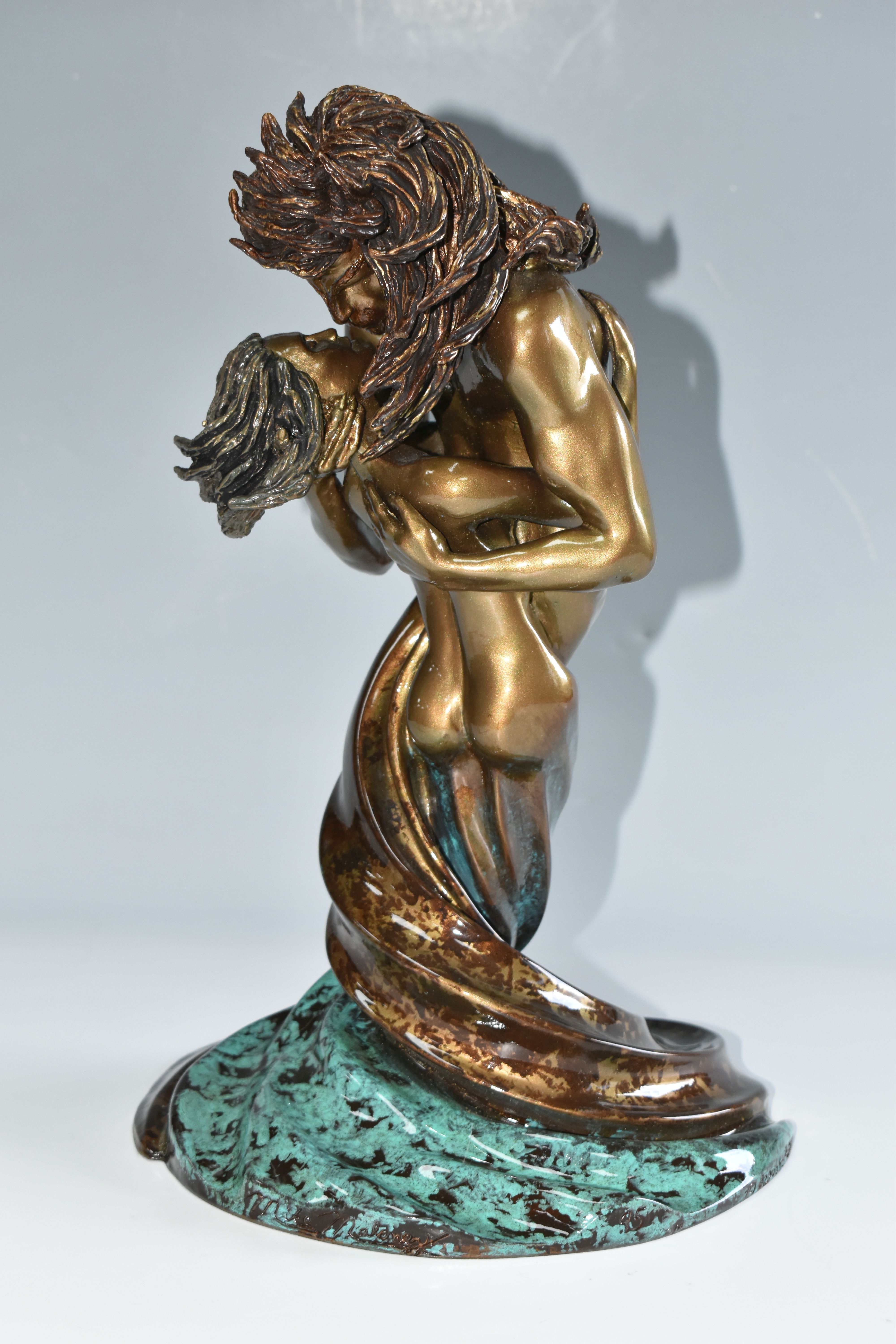 A LIMITED EDITION BONDED BRONZE OR BRONZED RESIN SCULPTURE, depicting two figures in an embrace, - Image 2 of 6