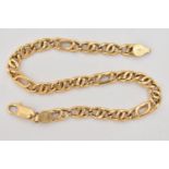 A CHAIN BRACELET, with spring release clasp, foreign assay mark and stamped 750, approximate