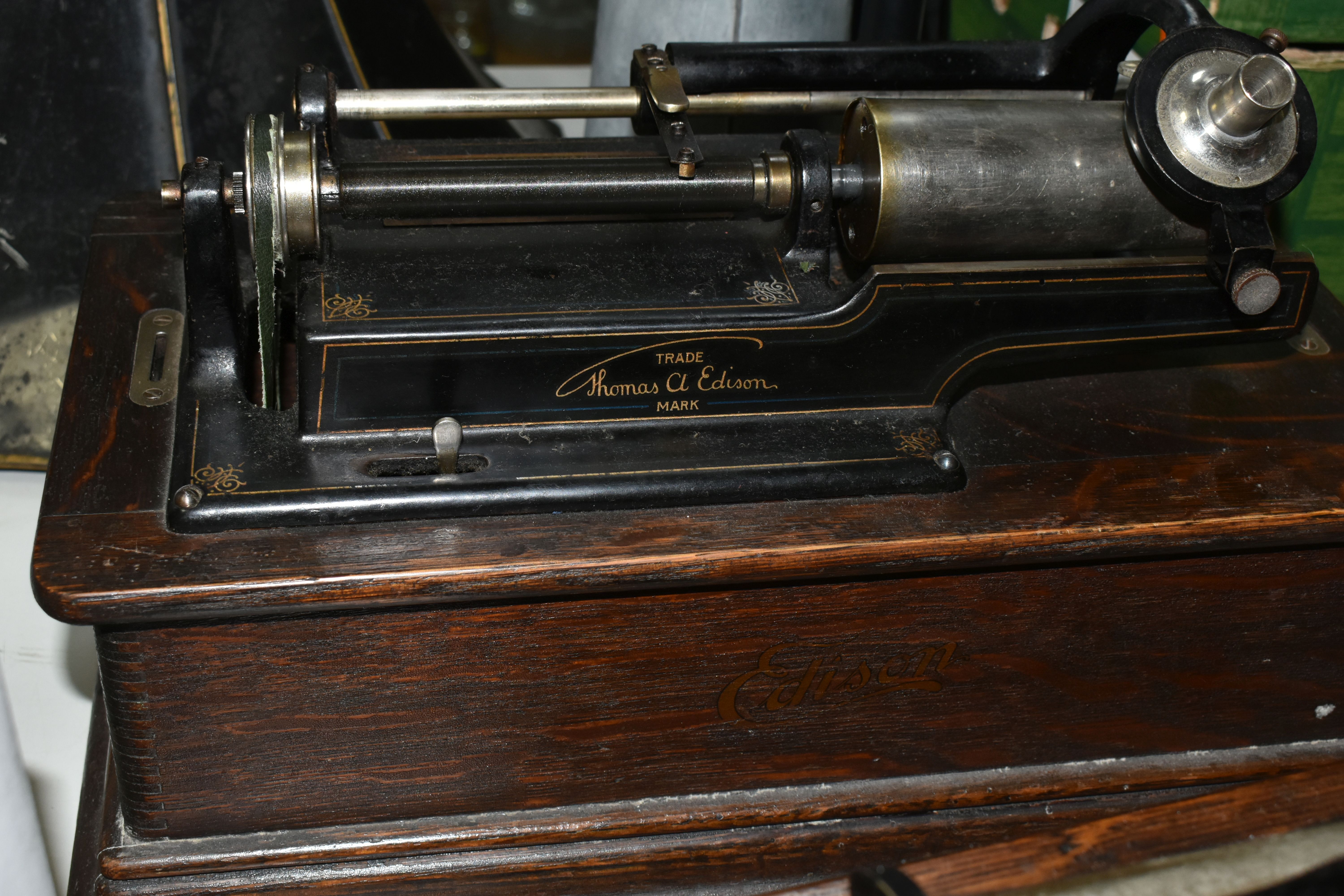 TWO EDISON PHONOGRAPHS AND A BOX OF ASSOCIATED RECORDS, comprising an Edison Standard Phonograph, - Image 11 of 23