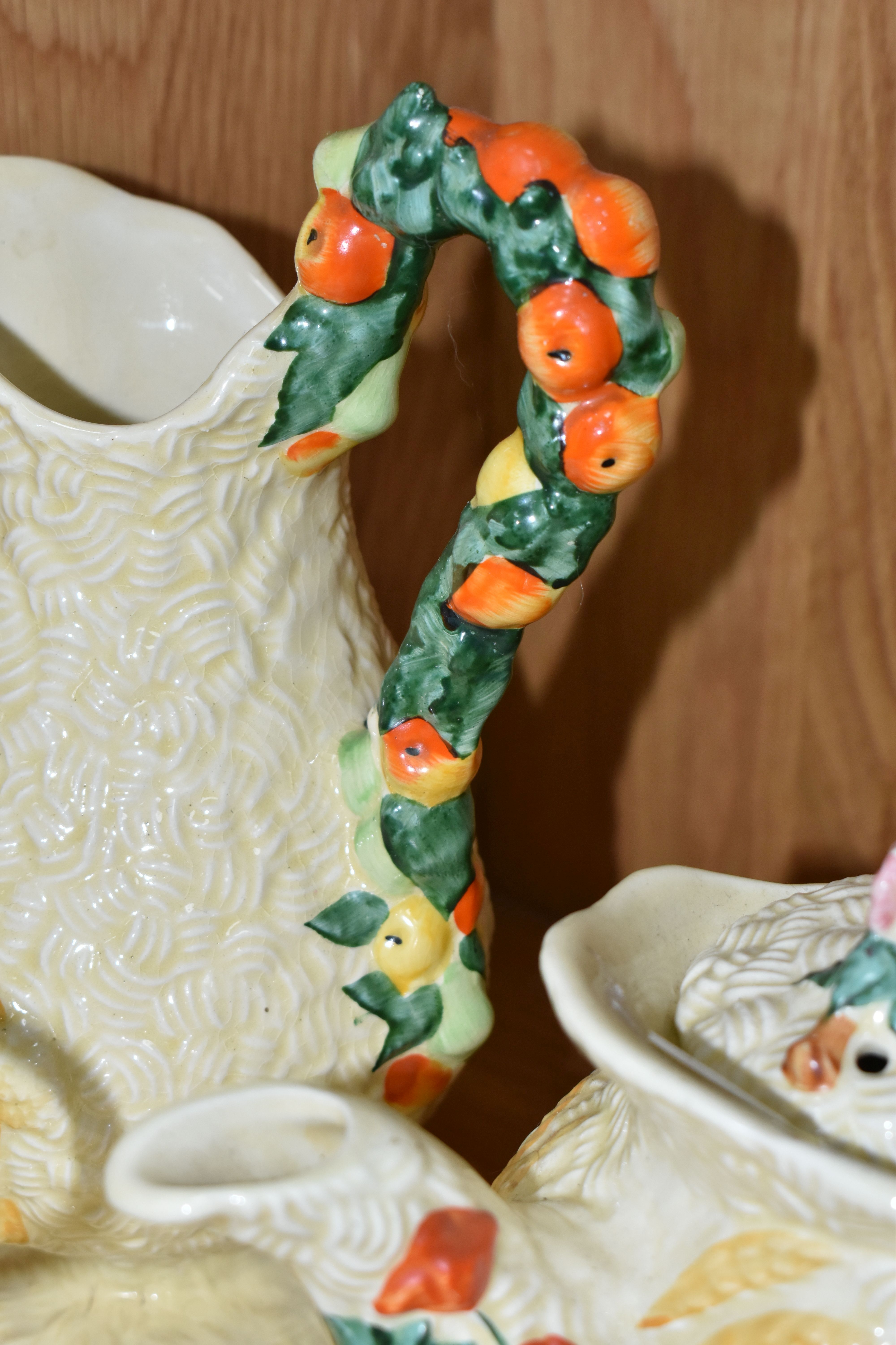 THREE PIECES OF CLARICE CLIFF 'CELTIC HARVEST' PATTERN TEA WARE, comprising a single tier cake - Image 11 of 11