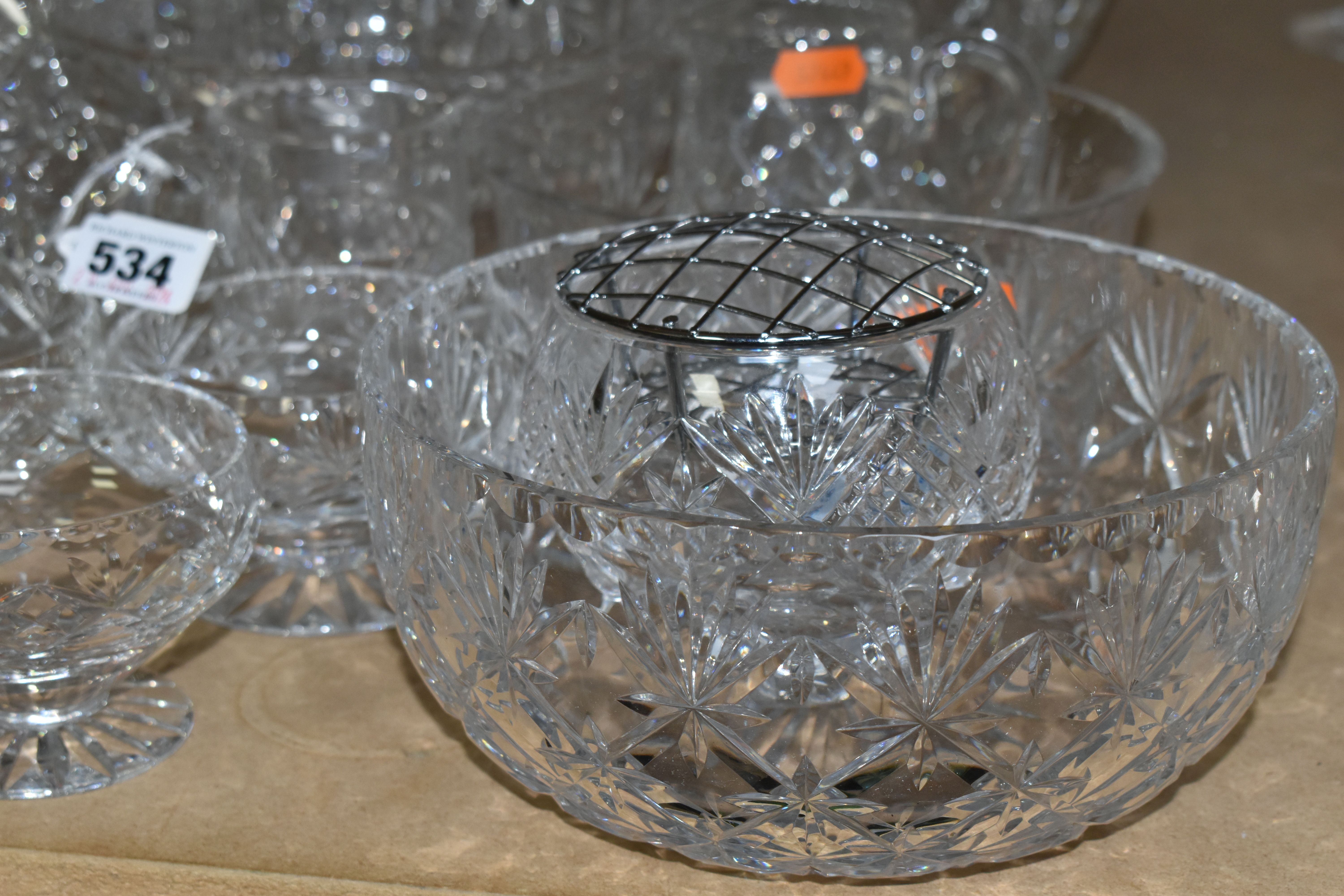 A SELECTION OF CUT GLASS BOWLS, VASES AND WATER JUGS ETC, to include Stuart, Thomas Webb and Royal - Image 3 of 7