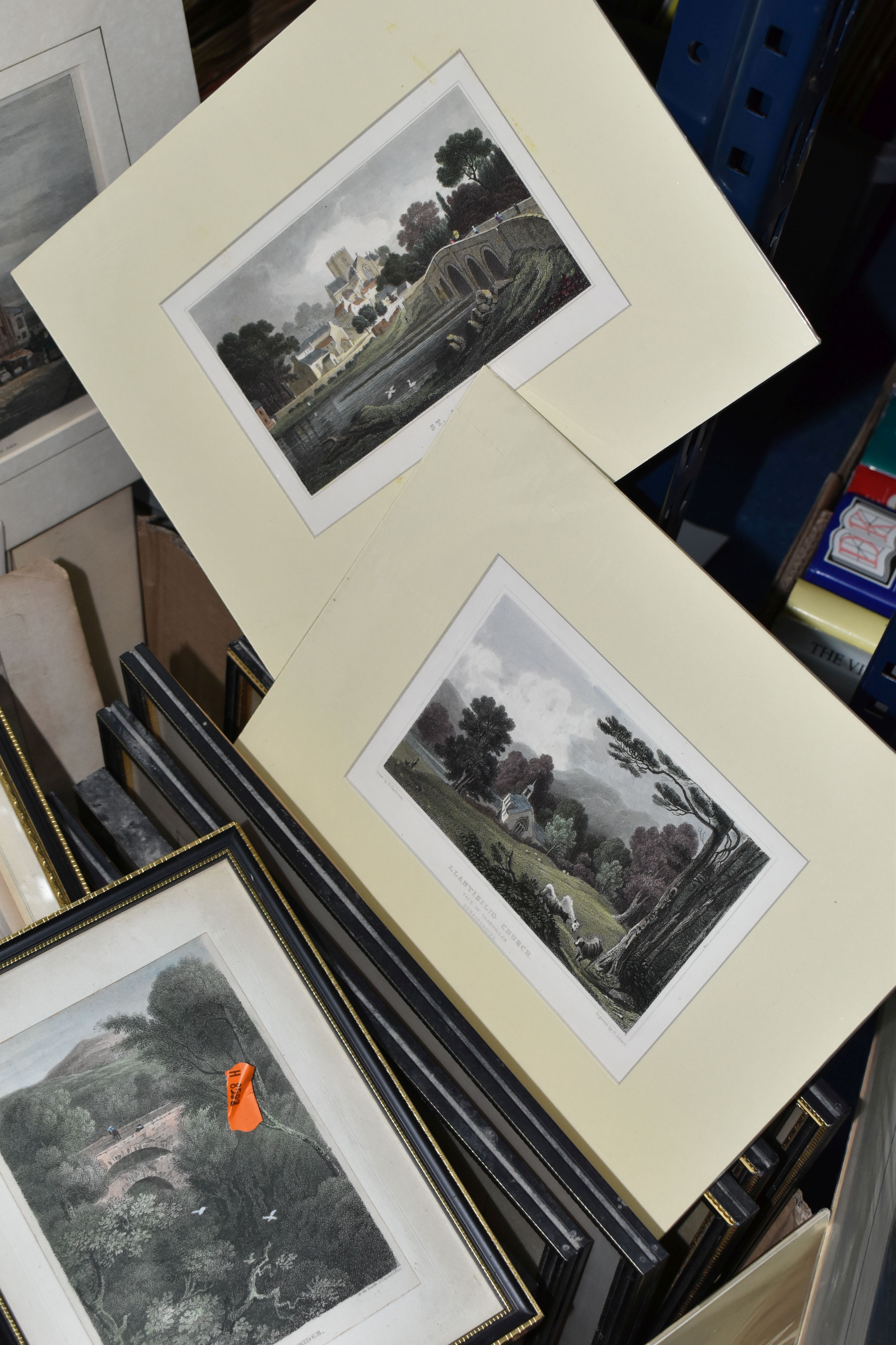 A BOX OF MOSTLY 19TH CENTURY TOPOGRAPHICAL PRINTS, to include framed examples, mounted examples - Image 4 of 5