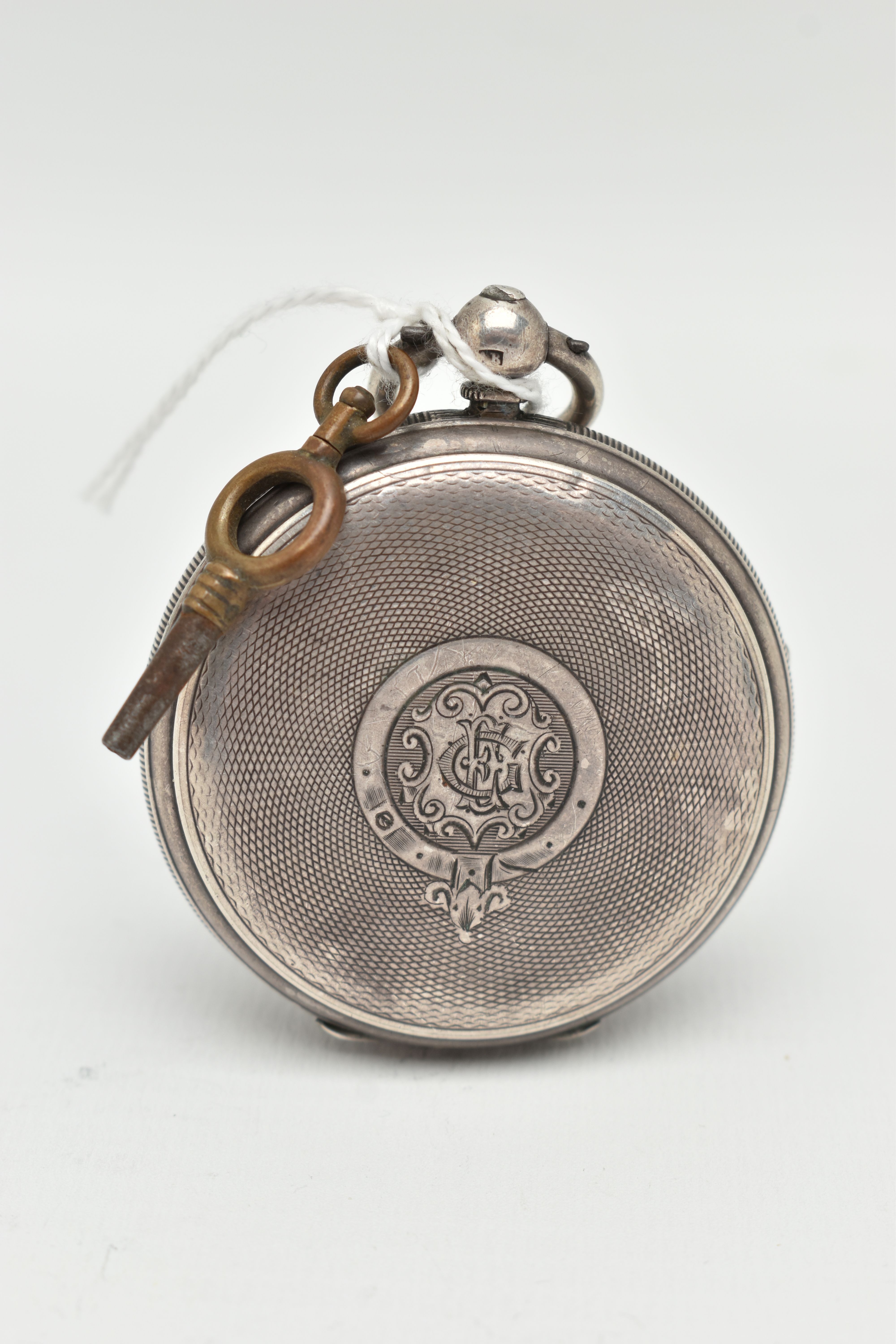 A MID VICTORIAN SILVER OPEN FACE POCKET WATCH, key wound movement, Roman numerals, second subsidiary - Image 2 of 5