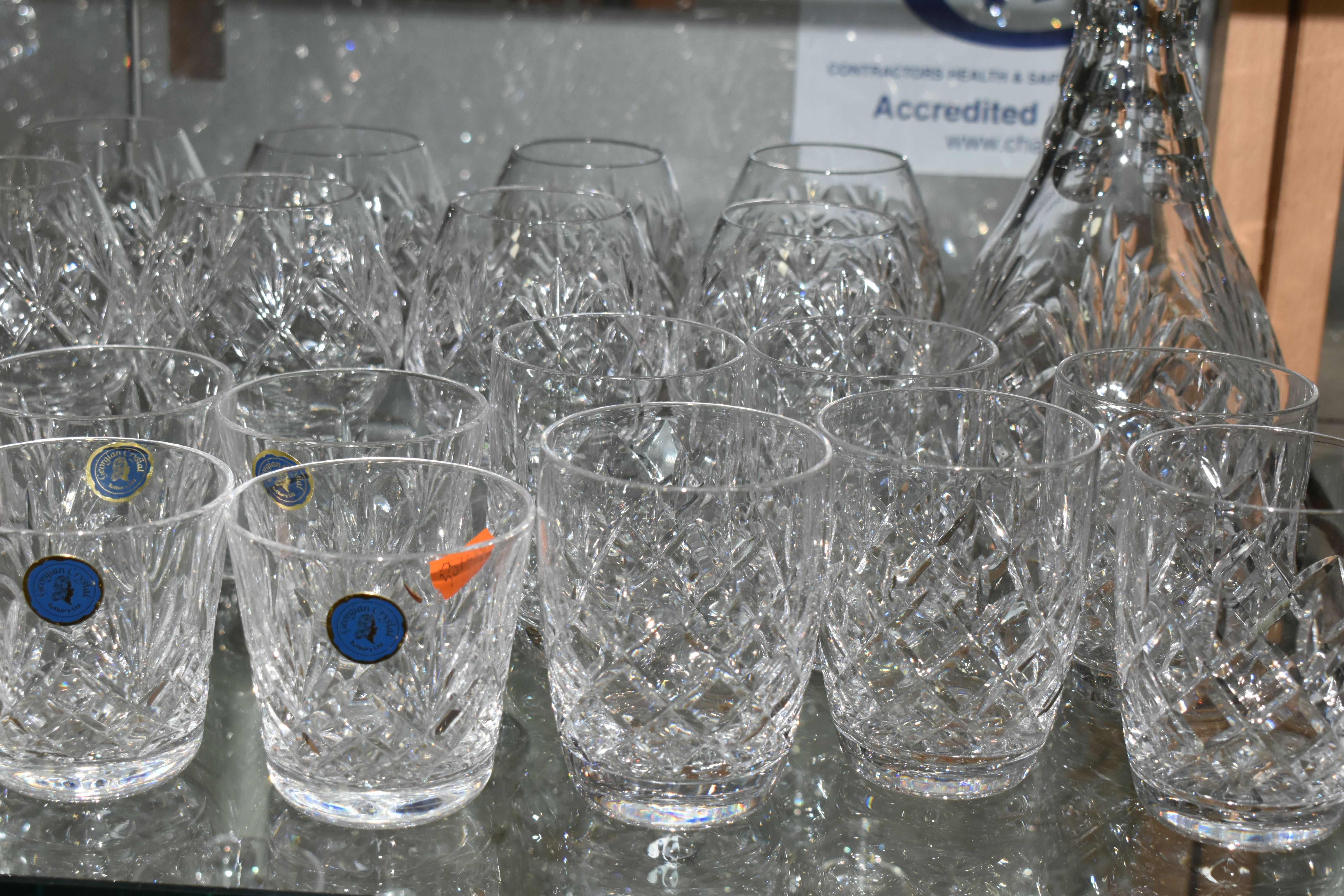 A QUANTITY OF CUT GLASS DRINKING GLASSES, mainly sets or part sets of glasses, tumblers, sherry - Image 6 of 13