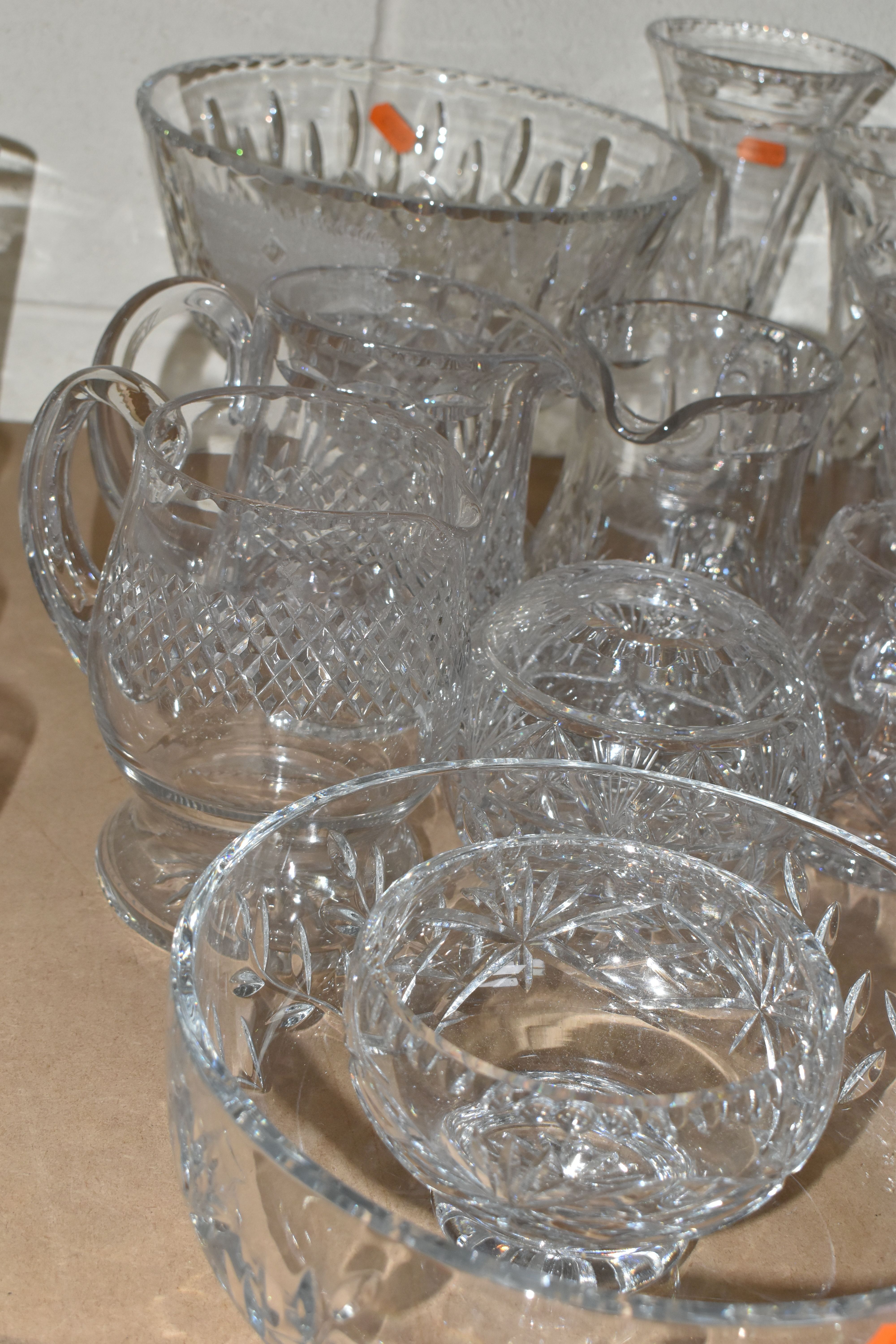 A SELECTION OF CUT GLASS BOWLS, VASES AND WATER JUGS ETC, to include Stuart, Thomas Webb and Royal - Image 5 of 7