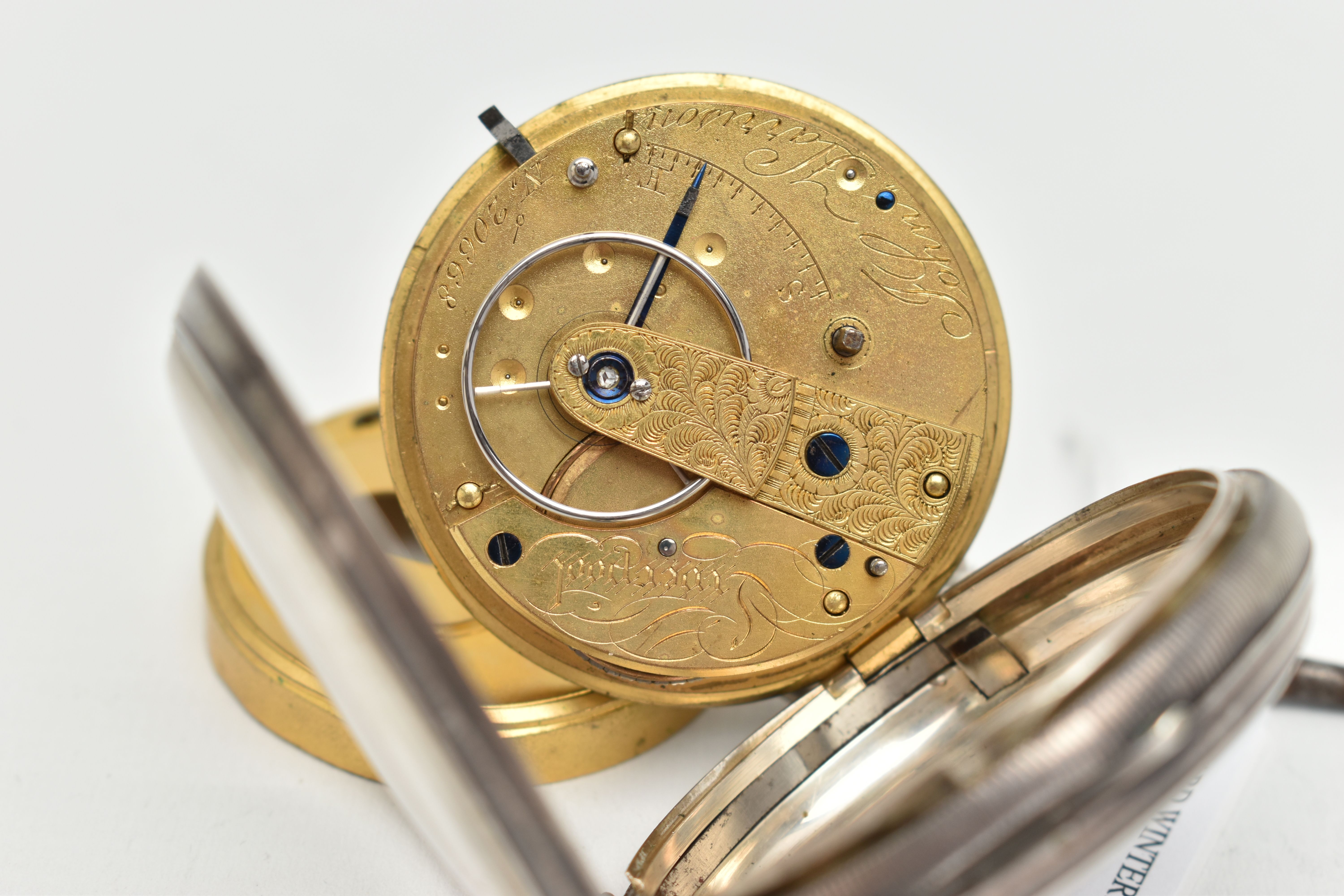 A MID VICTORIAN SILVER OPEN FACE POCKET WATCH, key wound movement, Roman numerals, second subsidiary - Image 5 of 5