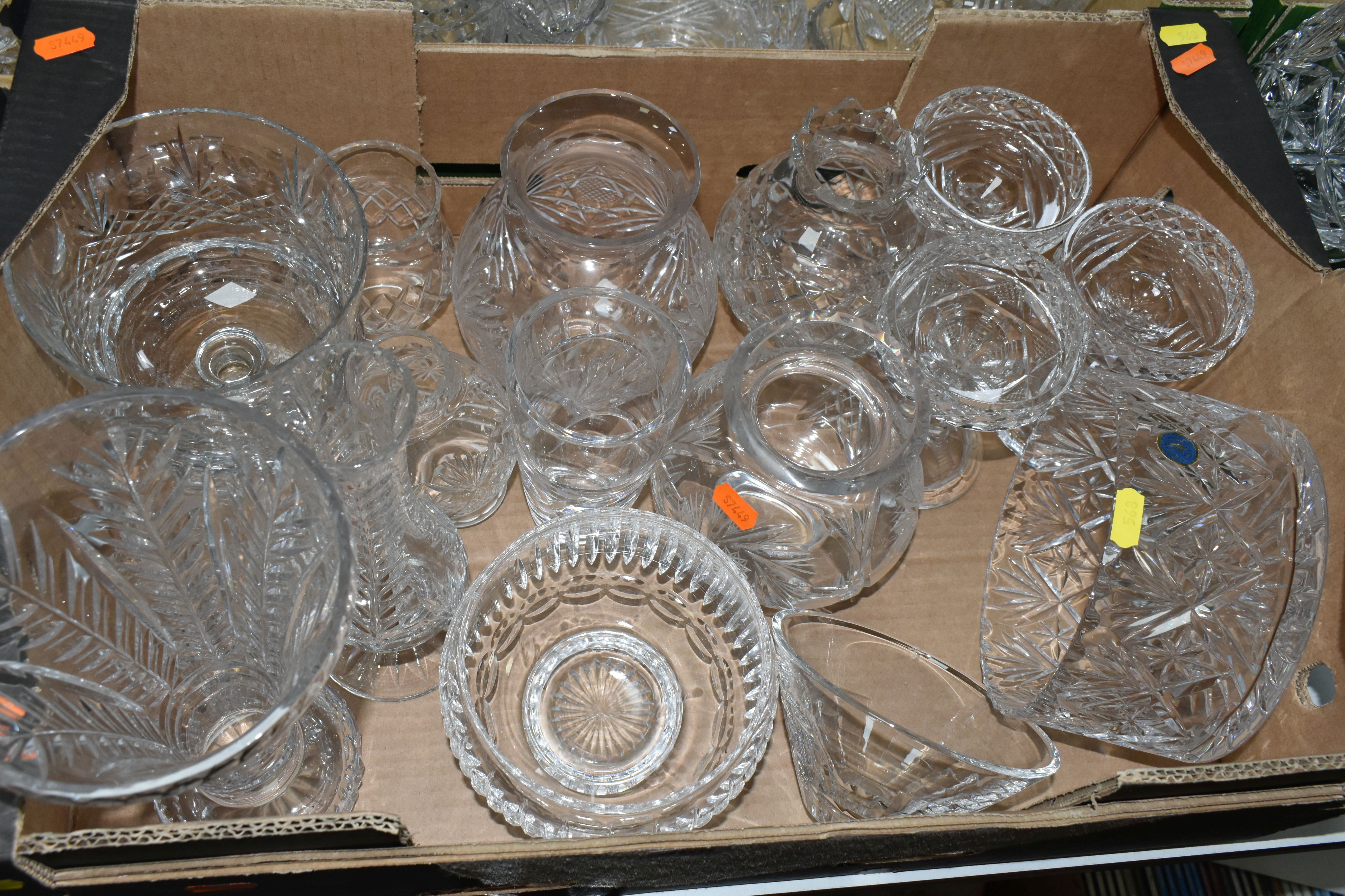 FOUR BOXES AND LOOSE CUT GLASS VASES, DISHES AND BOWLS, to include Webb Corbett dessert dishes, - Image 3 of 6