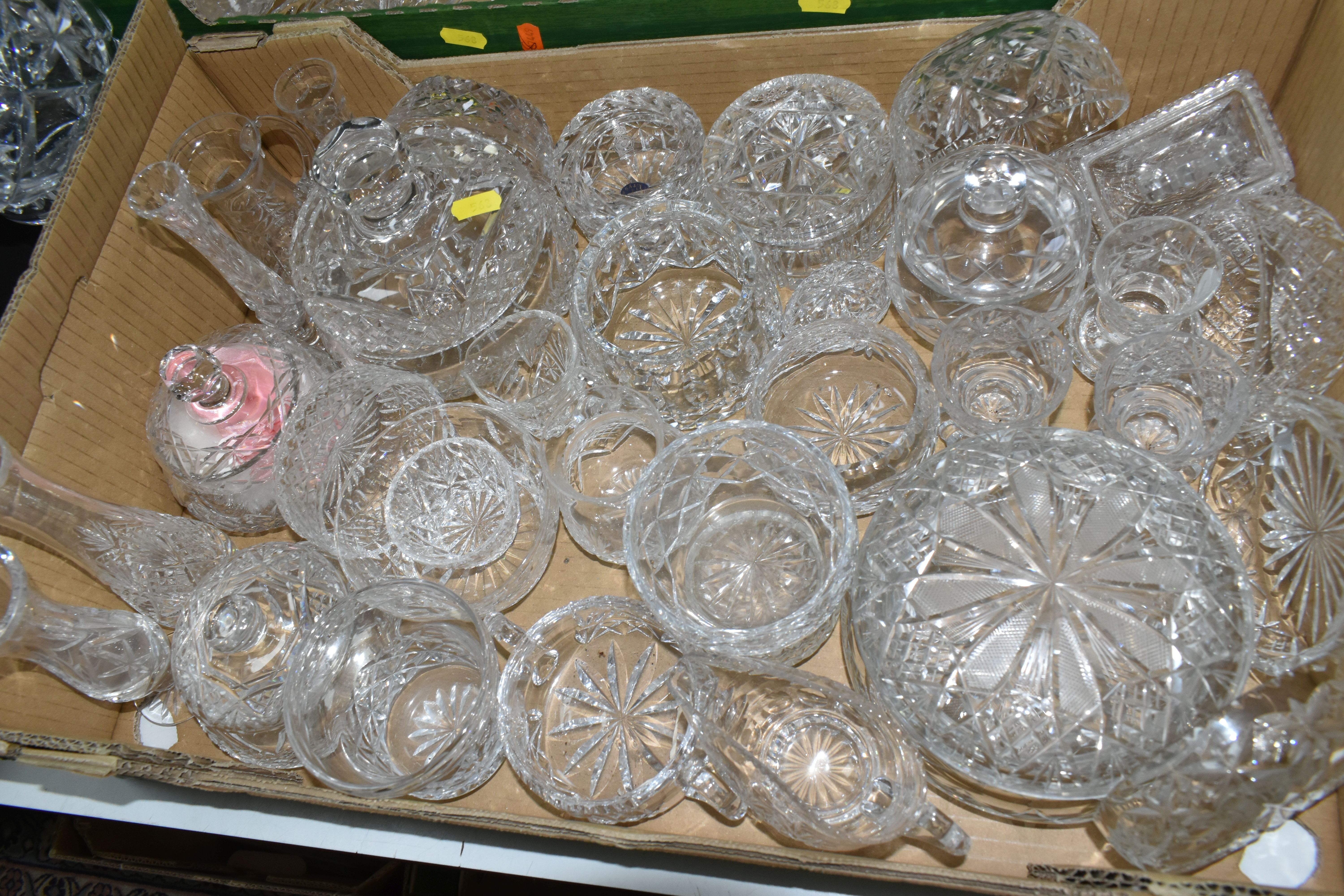 FOUR BOXES AND LOOSE CUT GLASS VASES, DISHES AND BOWLS, to include Webb Corbett dessert dishes, - Image 5 of 6