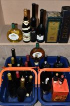 ALCOHOL, Two Baskets of Assorted Alcohol comprising one bottle of COURVOISIER VSOP FINE CHAMPAGNE