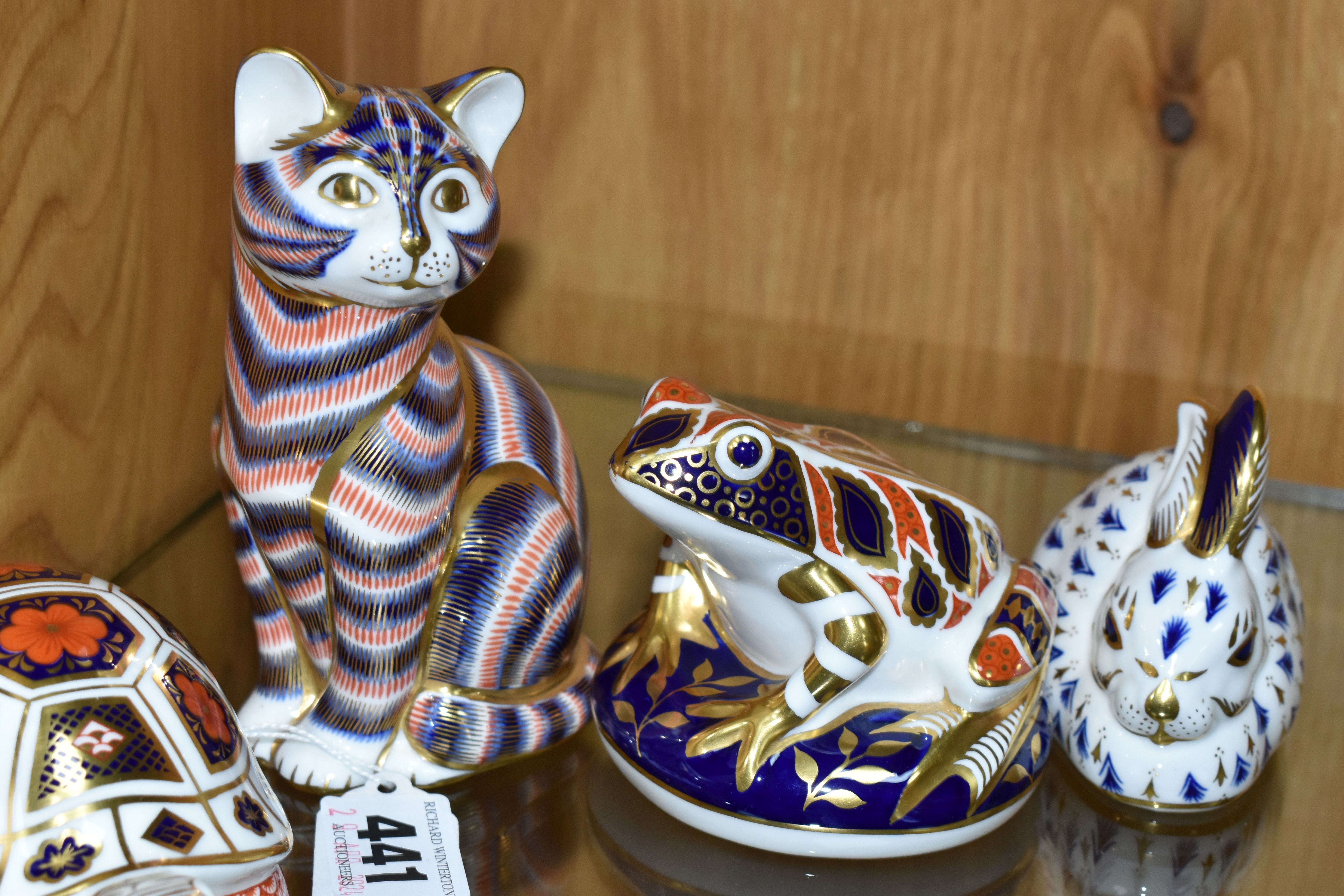 FOUR ROYAL CROWN DERBY PAPERWEIGHTS, comprising Rabbit - gold stopper, Frog - silver stopper, Turtle - Image 4 of 7